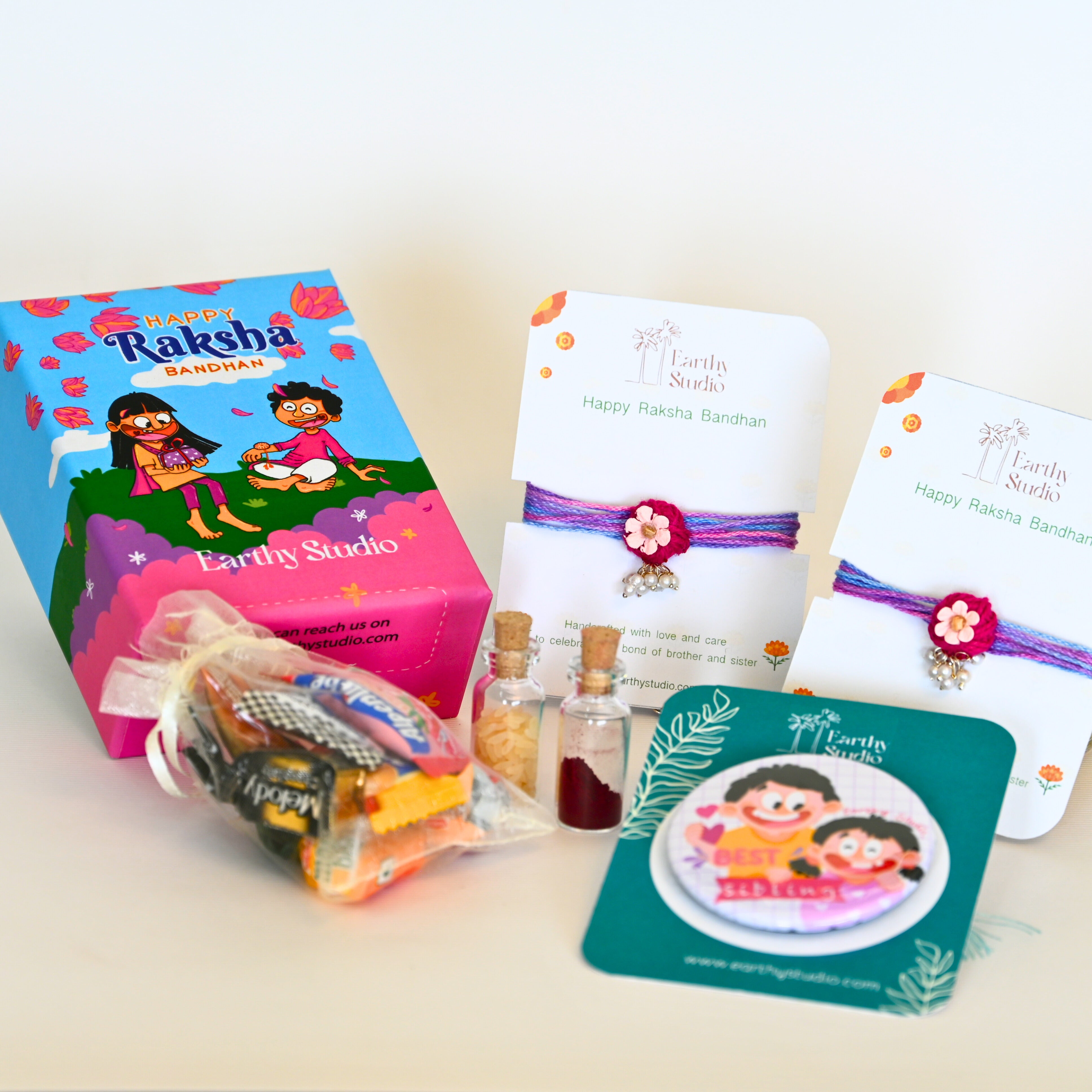 Flower Bead Rakhi Mini Gift Box