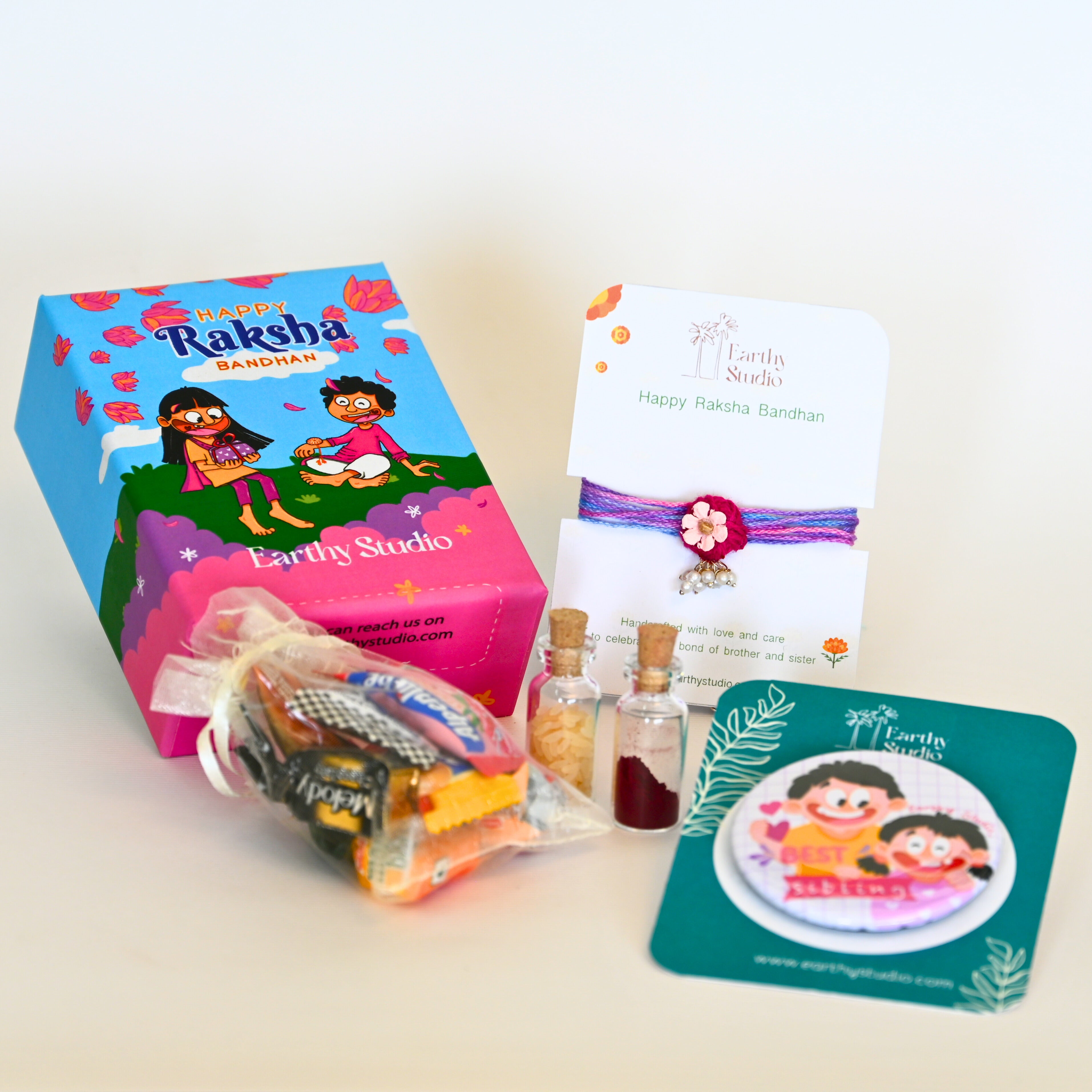 Flower Bead Rakhi Mini Gift Box