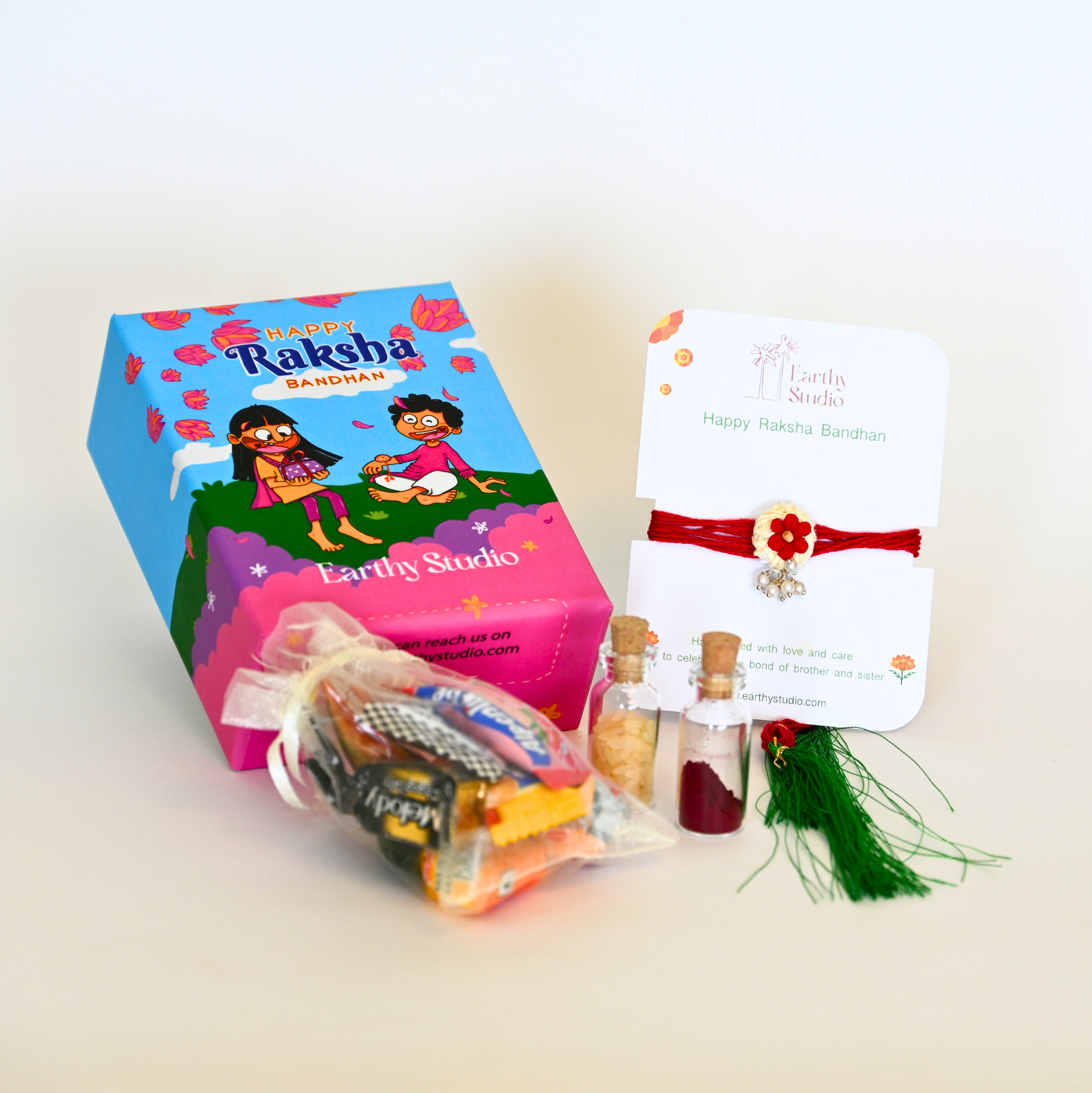 Flower Bead Rakhi Mini Gift Box
