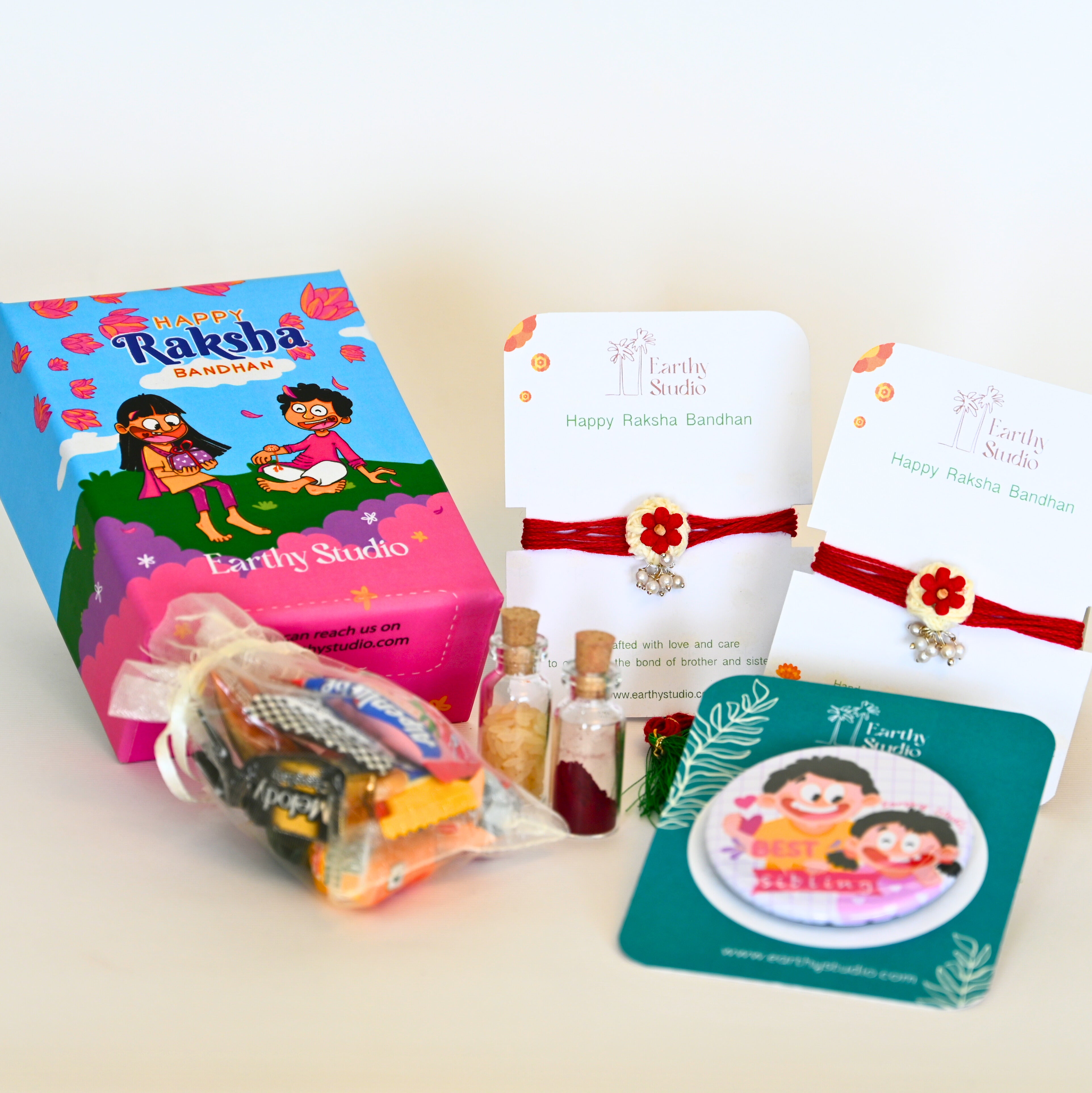 Flower Bead Rakhi Mini Gift Box
