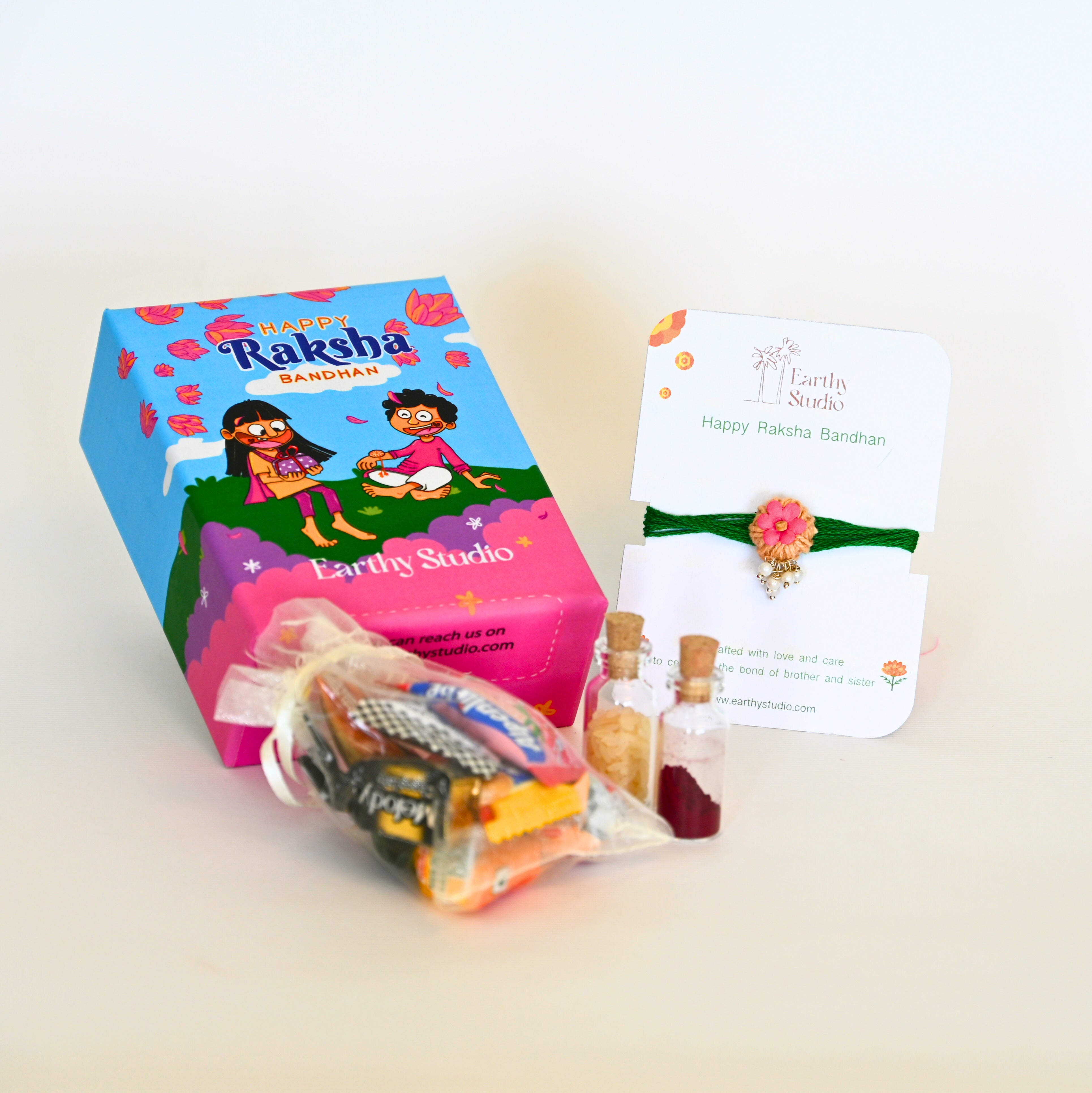 Flower Bead Rakhi Mini Gift Box