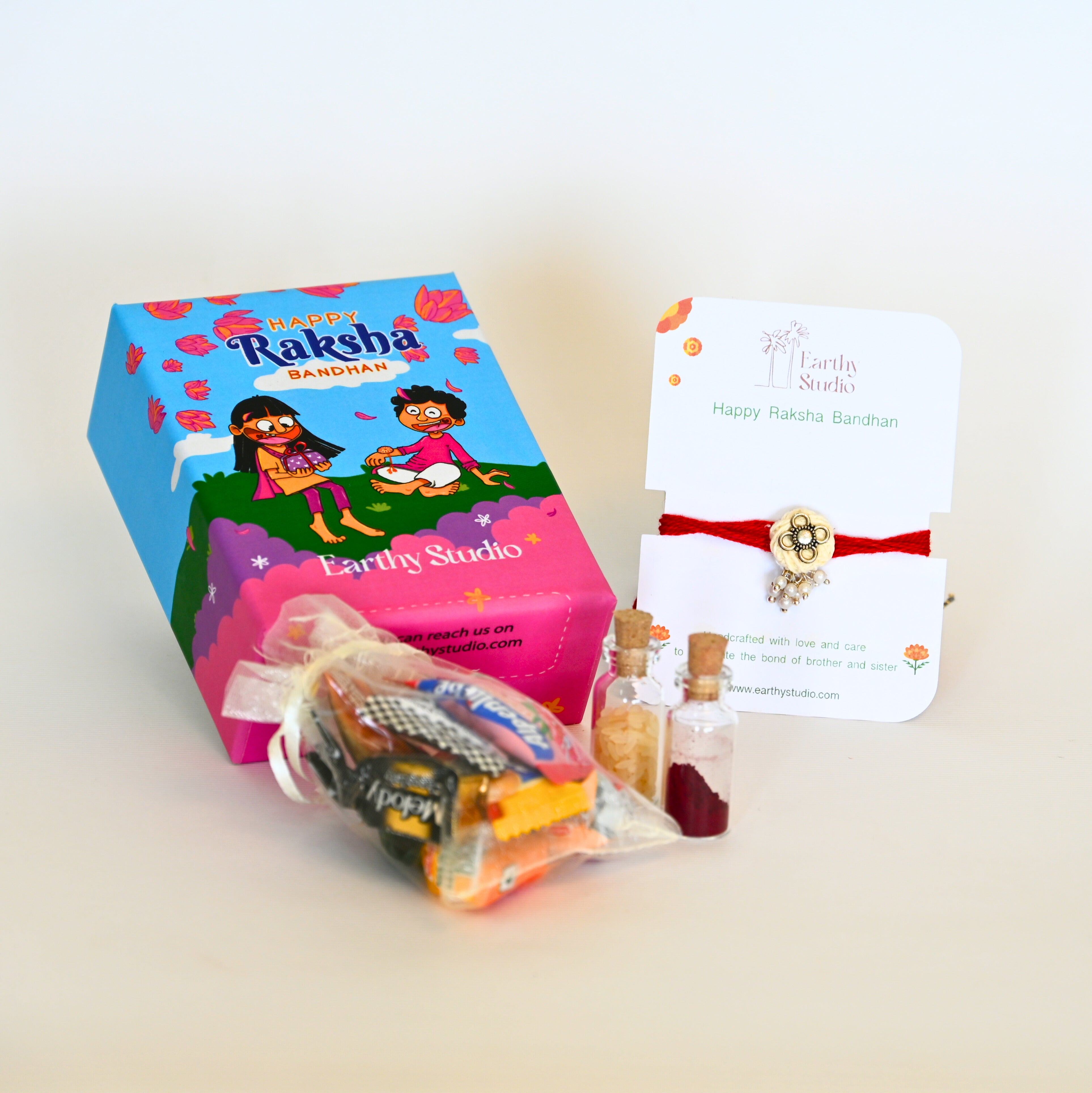 Silver Bead Rakhi Mini Gift Box