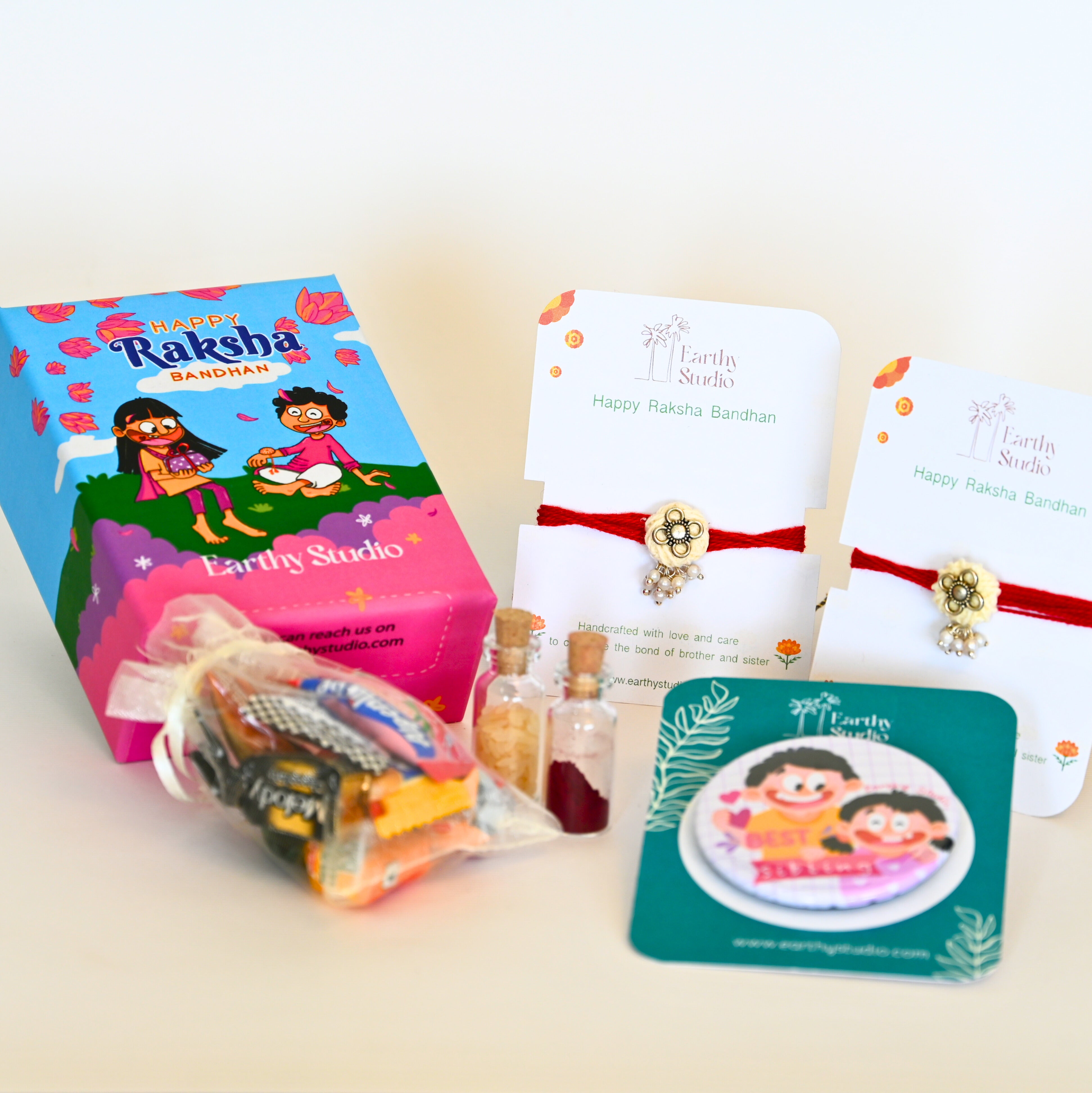 Silver Bead Rakhi Mini Gift Box
