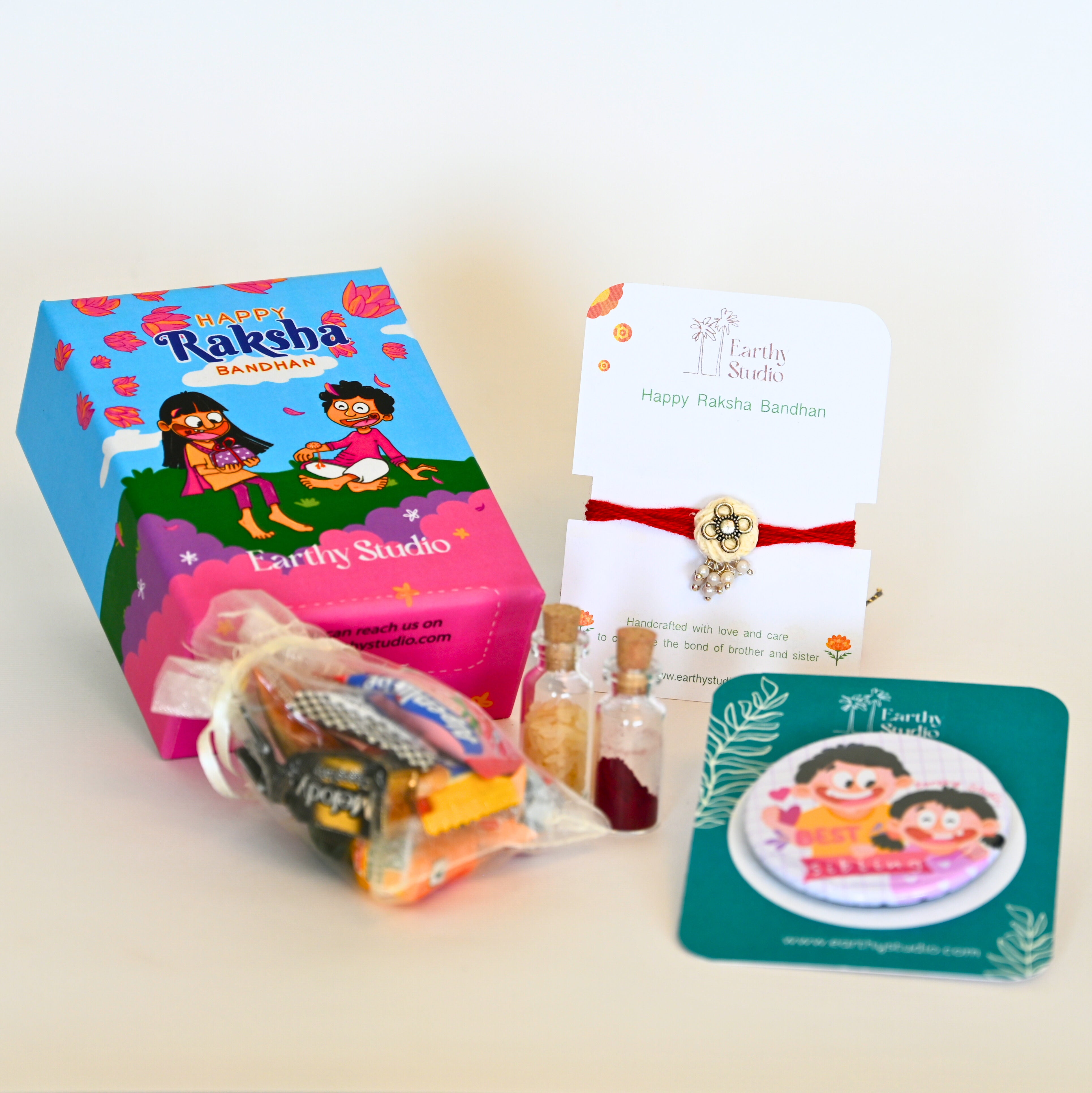 Silver Bead Rakhi Mini Gift Box