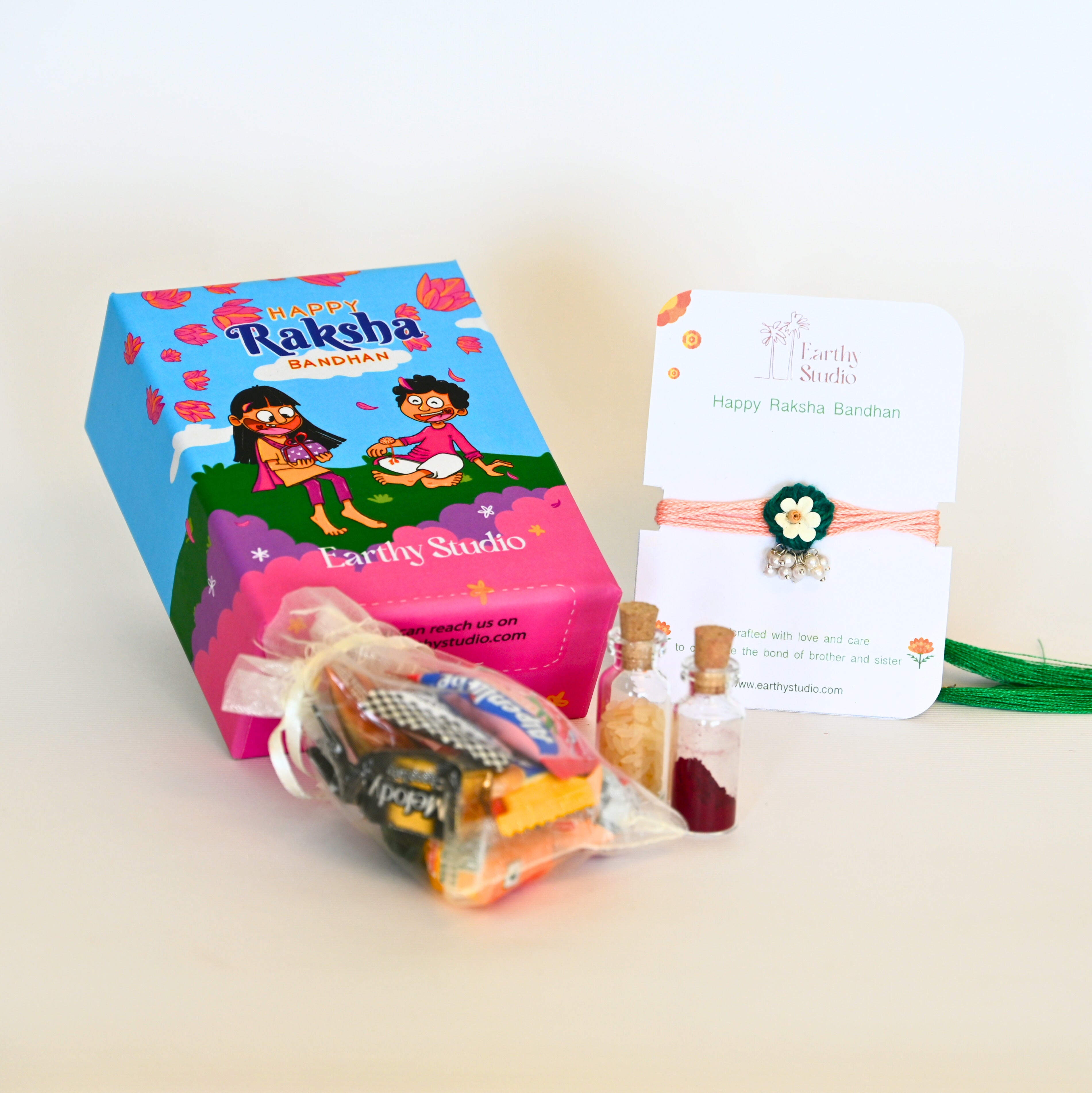 Flower Bead Rakhi Mini Gift Box