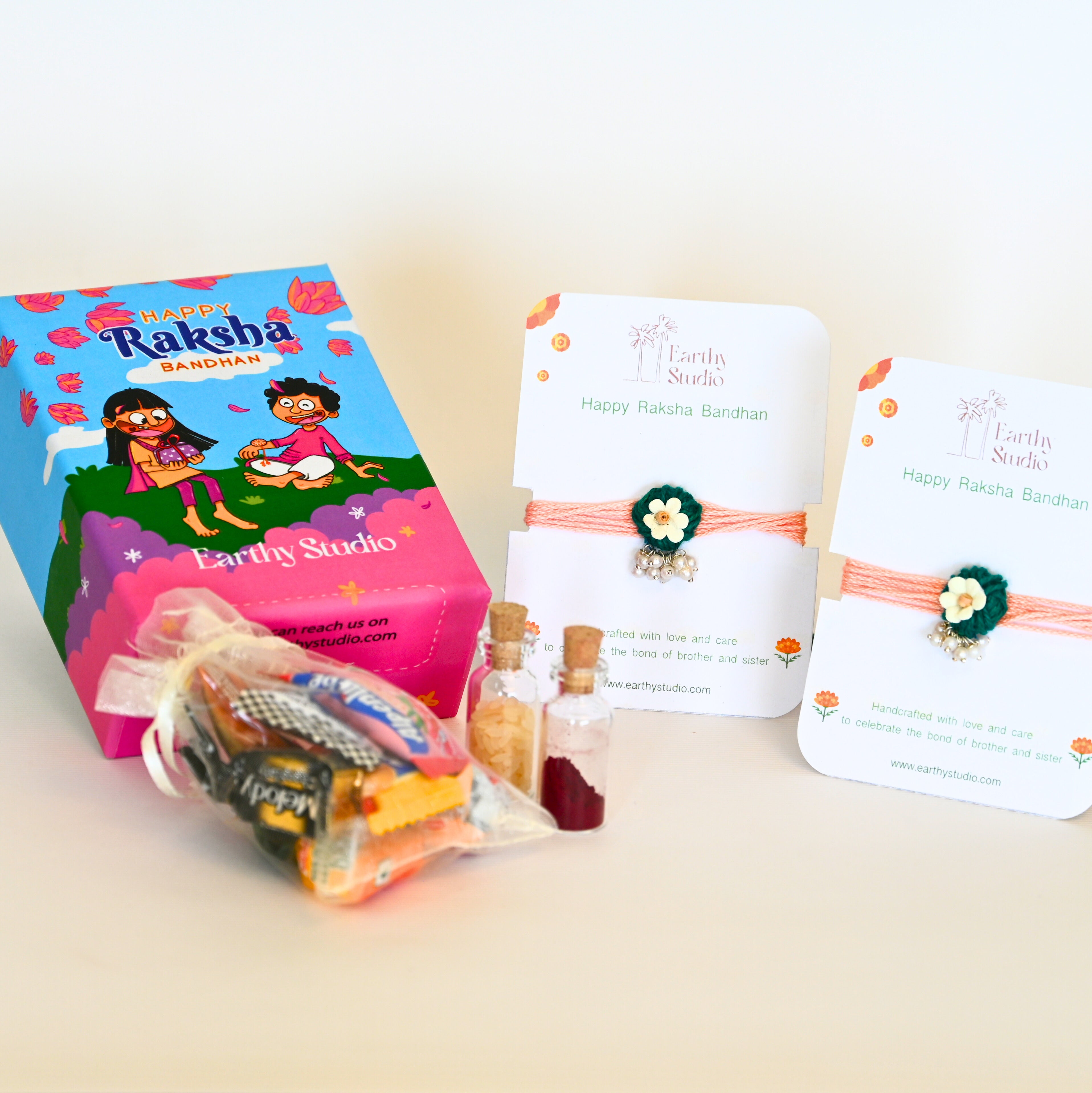 Flower Bead Rakhi Mini Gift Box