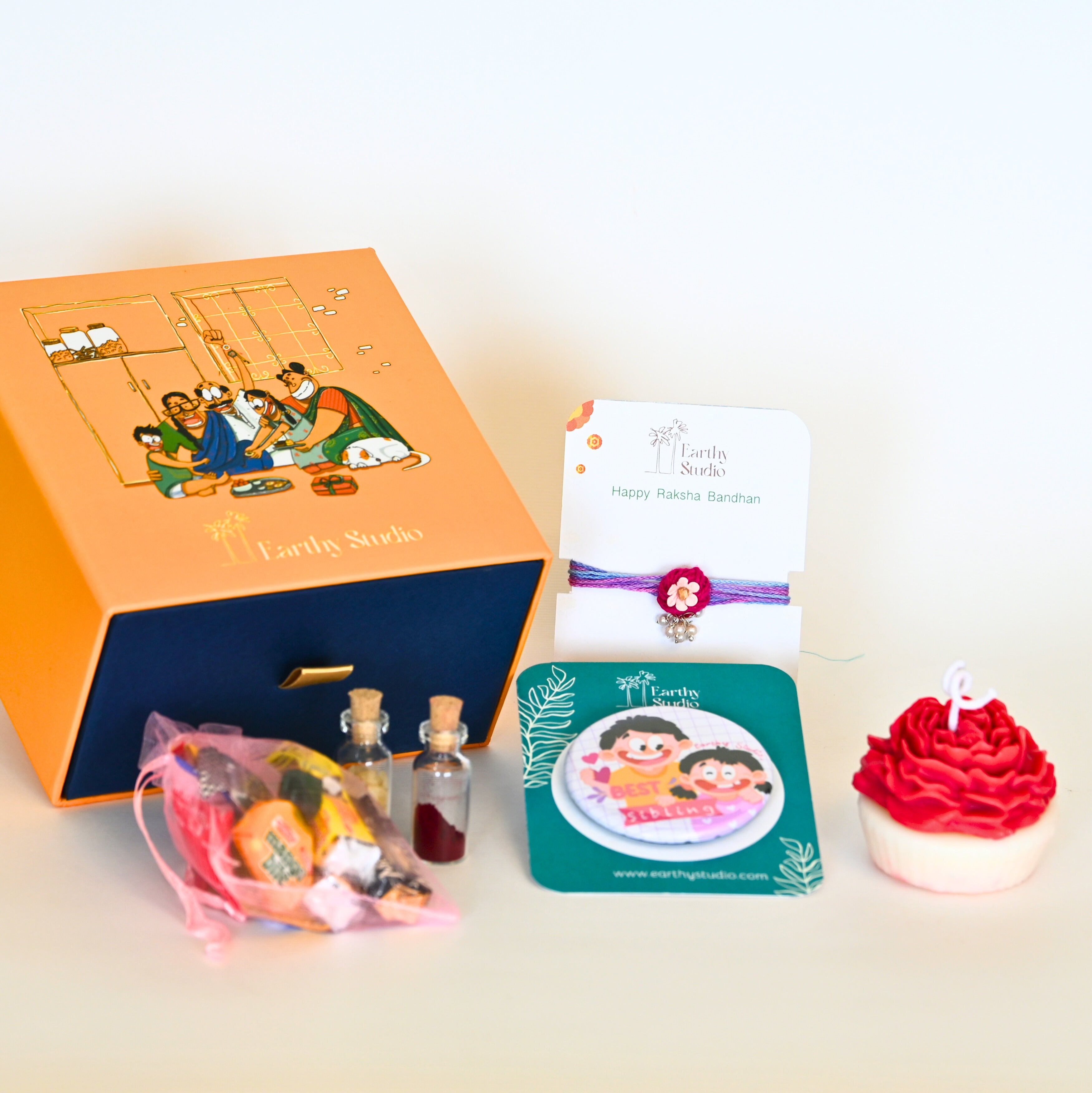 Flower Bead Rakhi Premium Gift Box