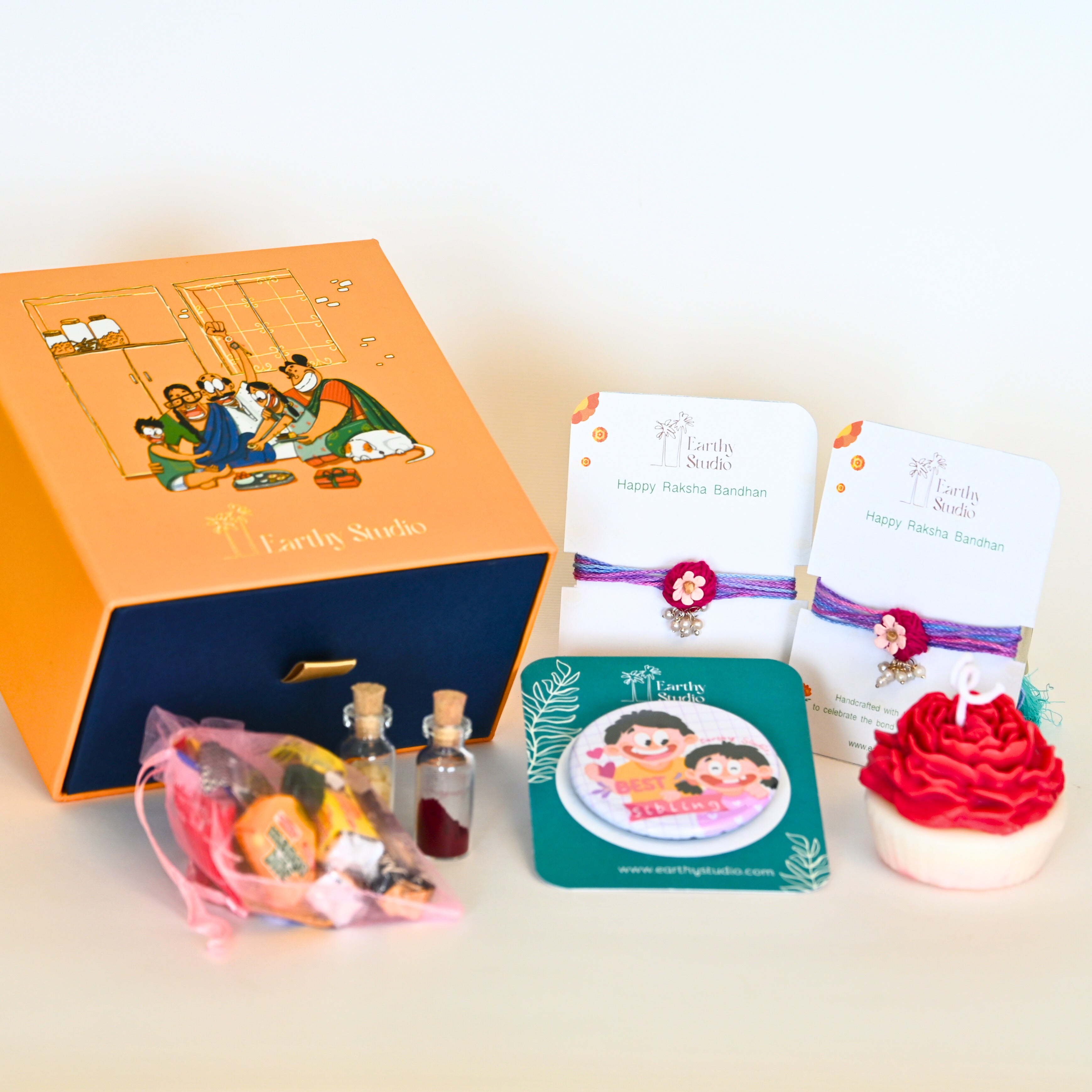 Flower Bead Rakhi Premium Gift Box