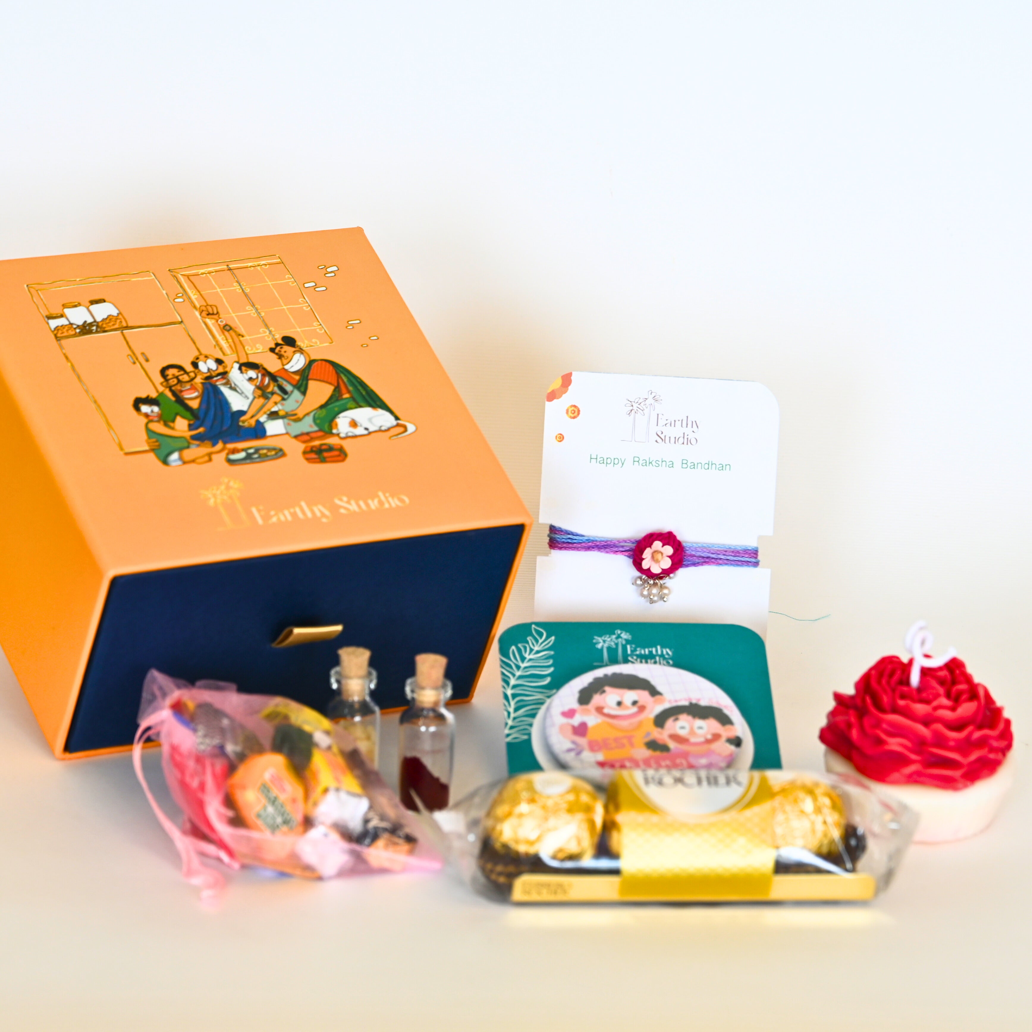 Flower Bead Rakhi Premium Gift Box