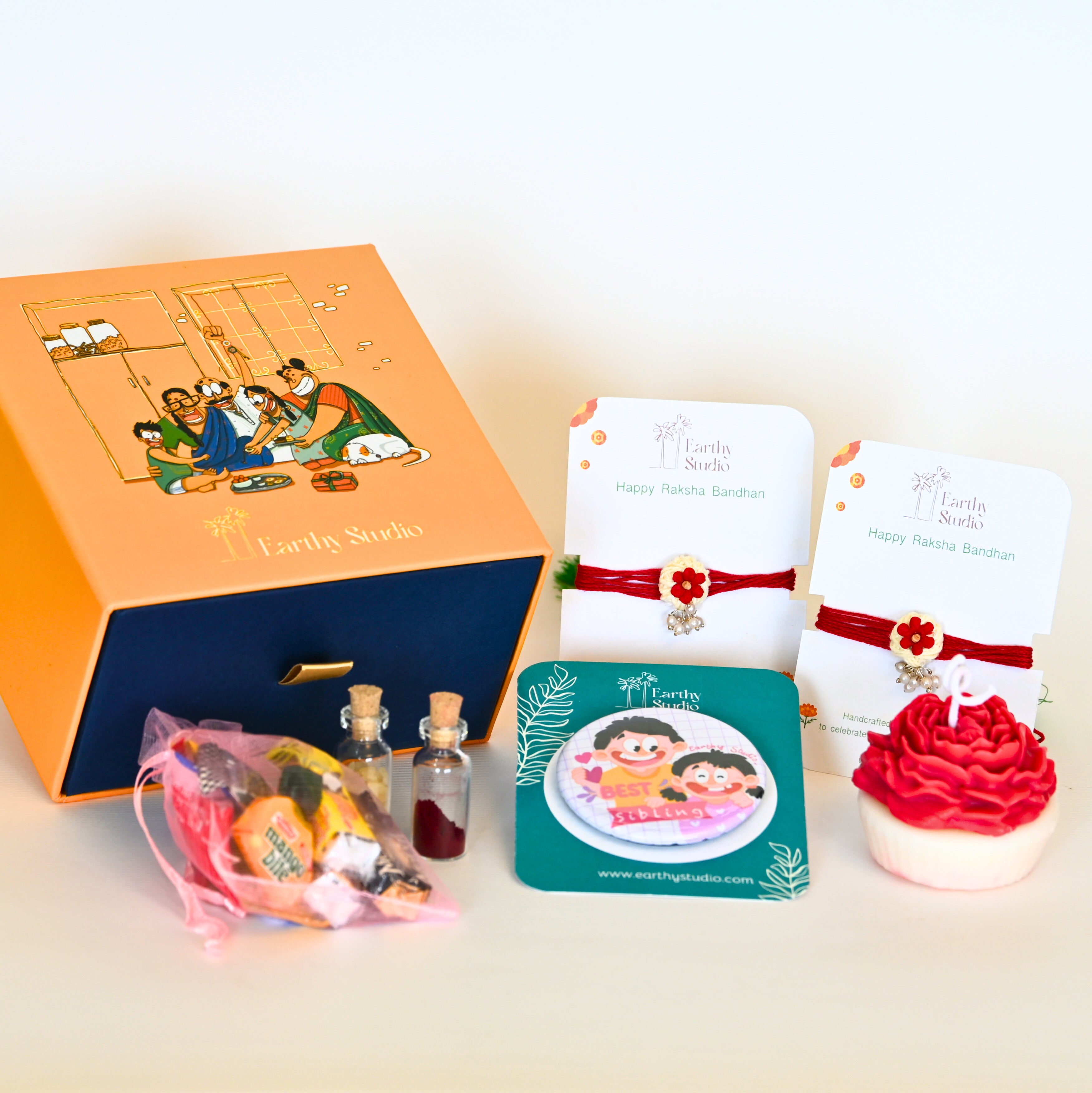 Flower Bead Rakhi Premium Gift Box