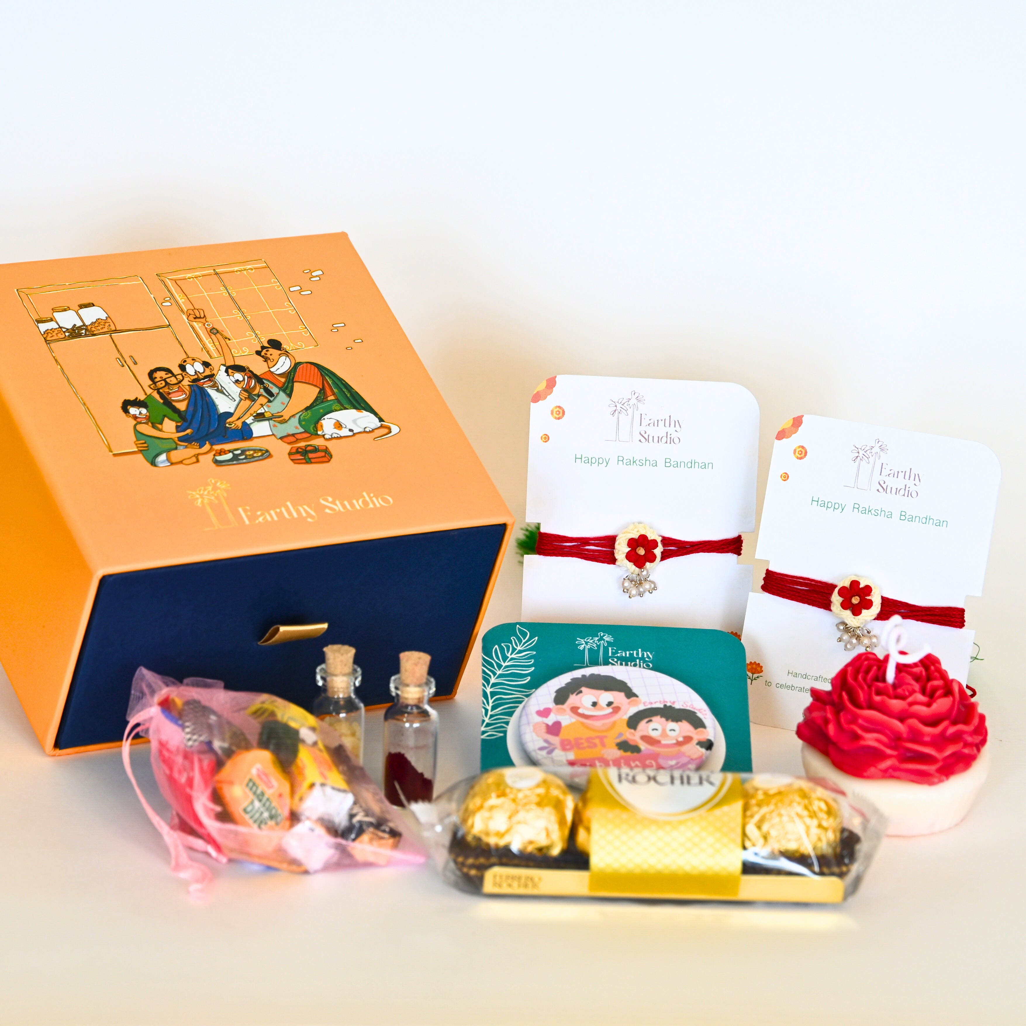 Flower Bead Rakhi Premium Gift Box