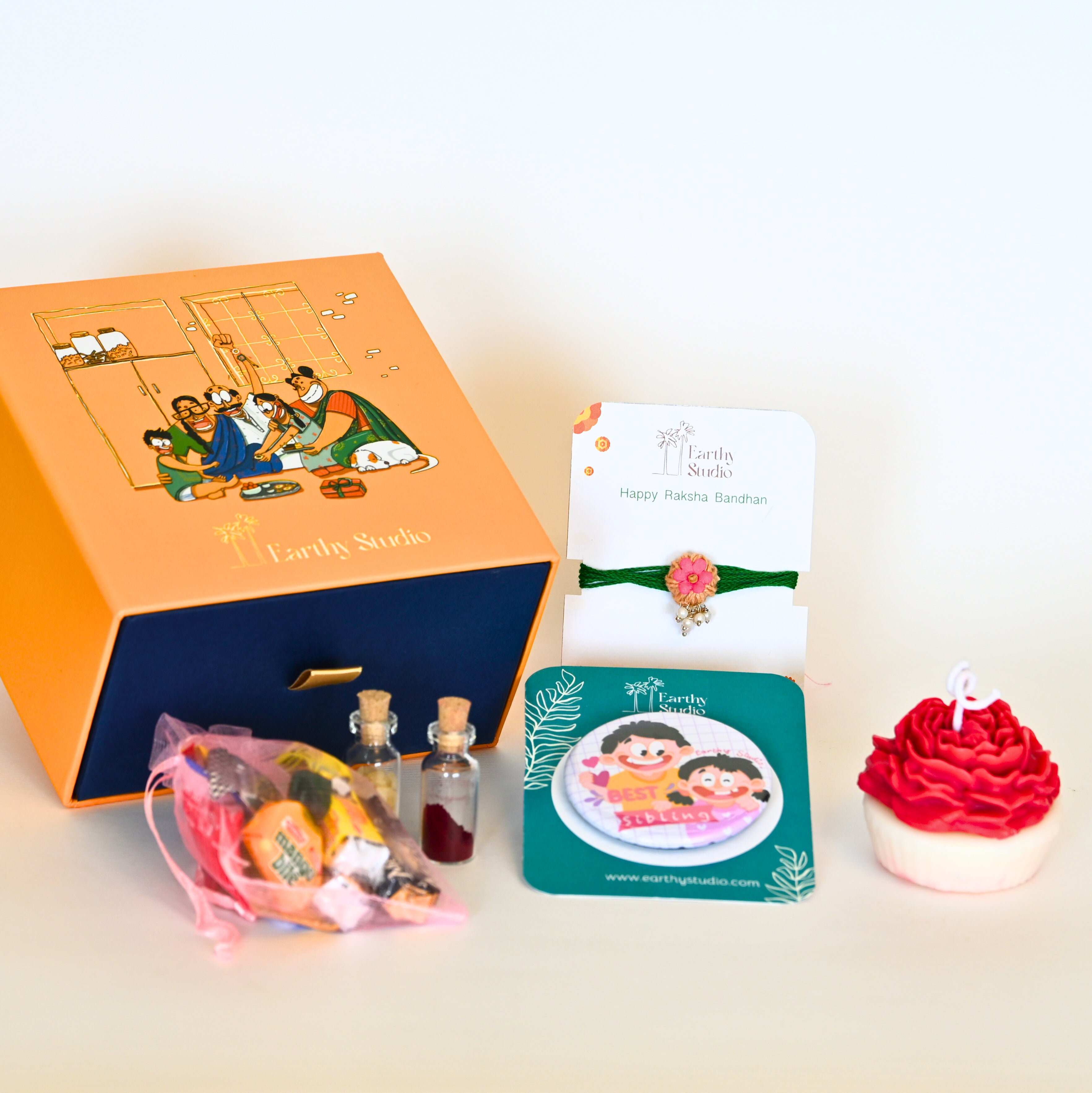 Flower Bead Rakhi Premium Gift Box