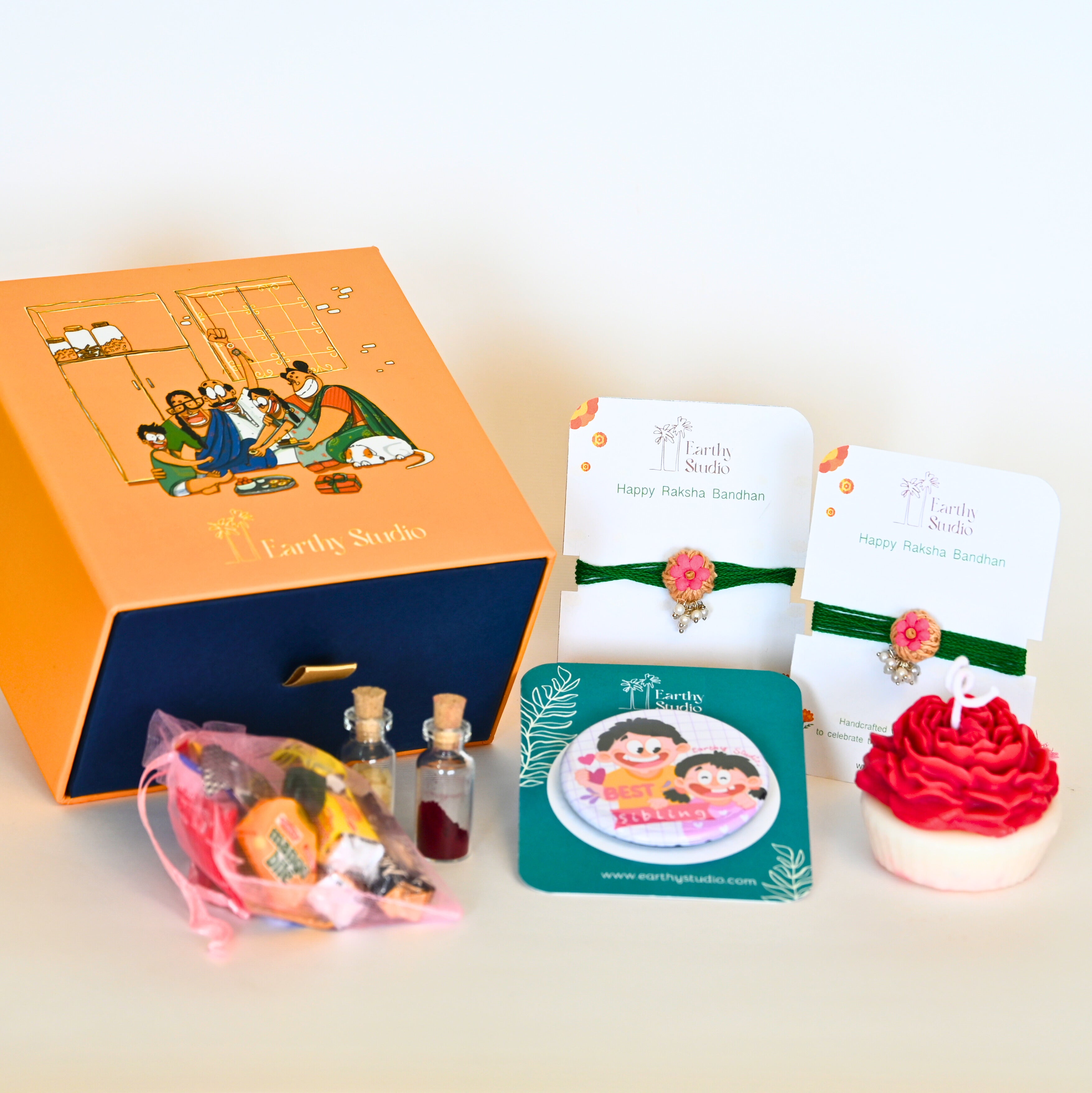 Flower Bead Rakhi Premium Gift Box