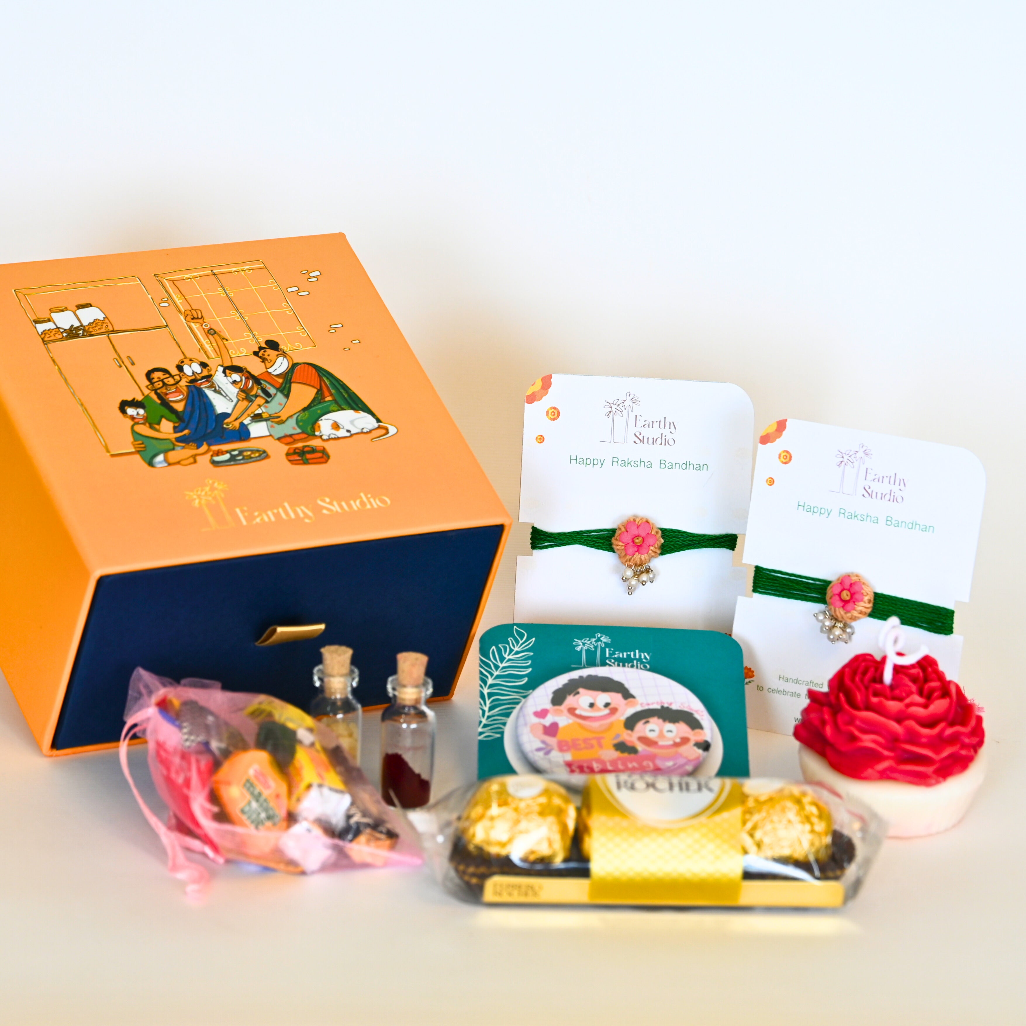 Flower Bead Rakhi Premium Gift Box
