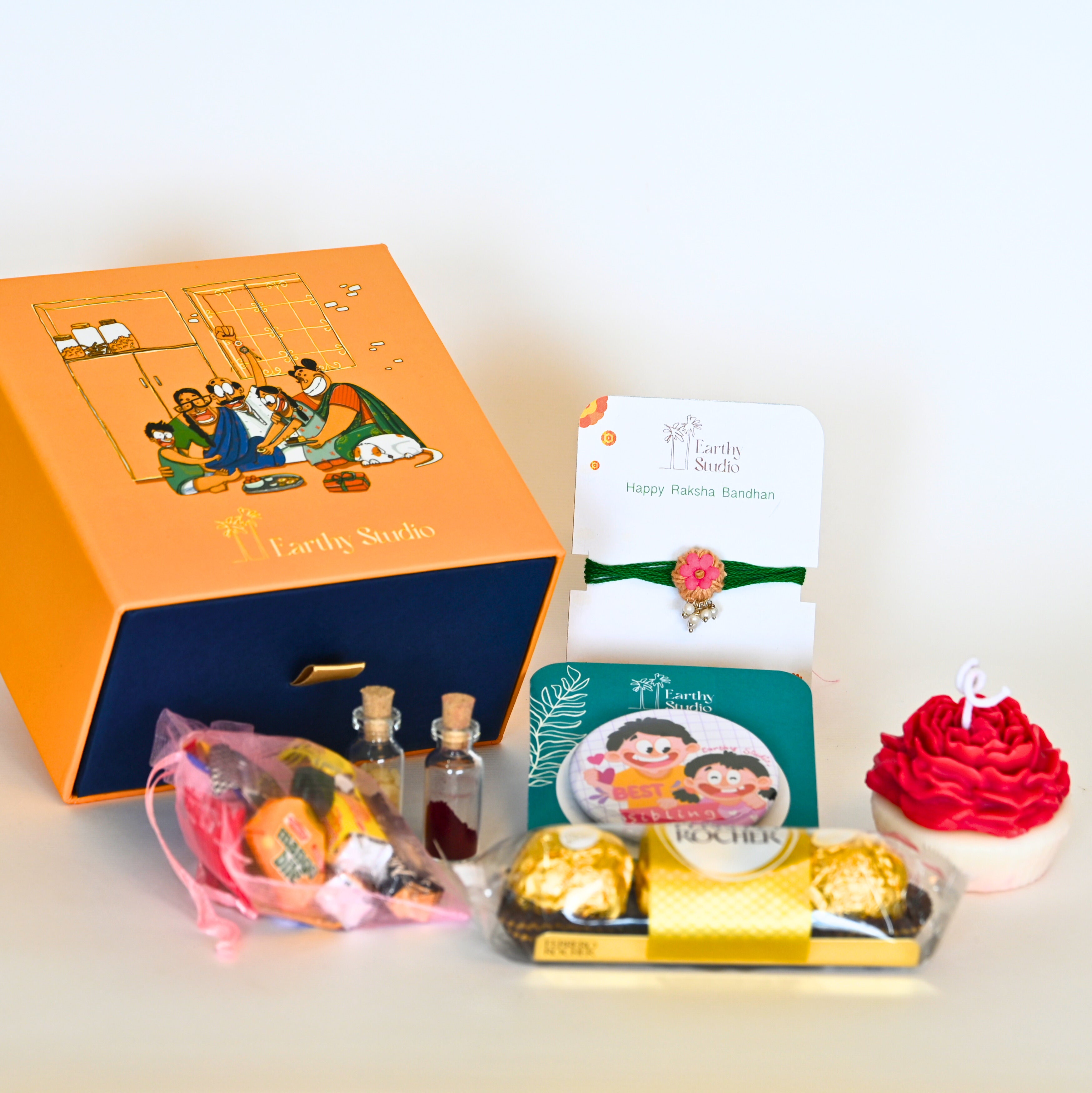 Flower Bead Rakhi Premium Gift Box