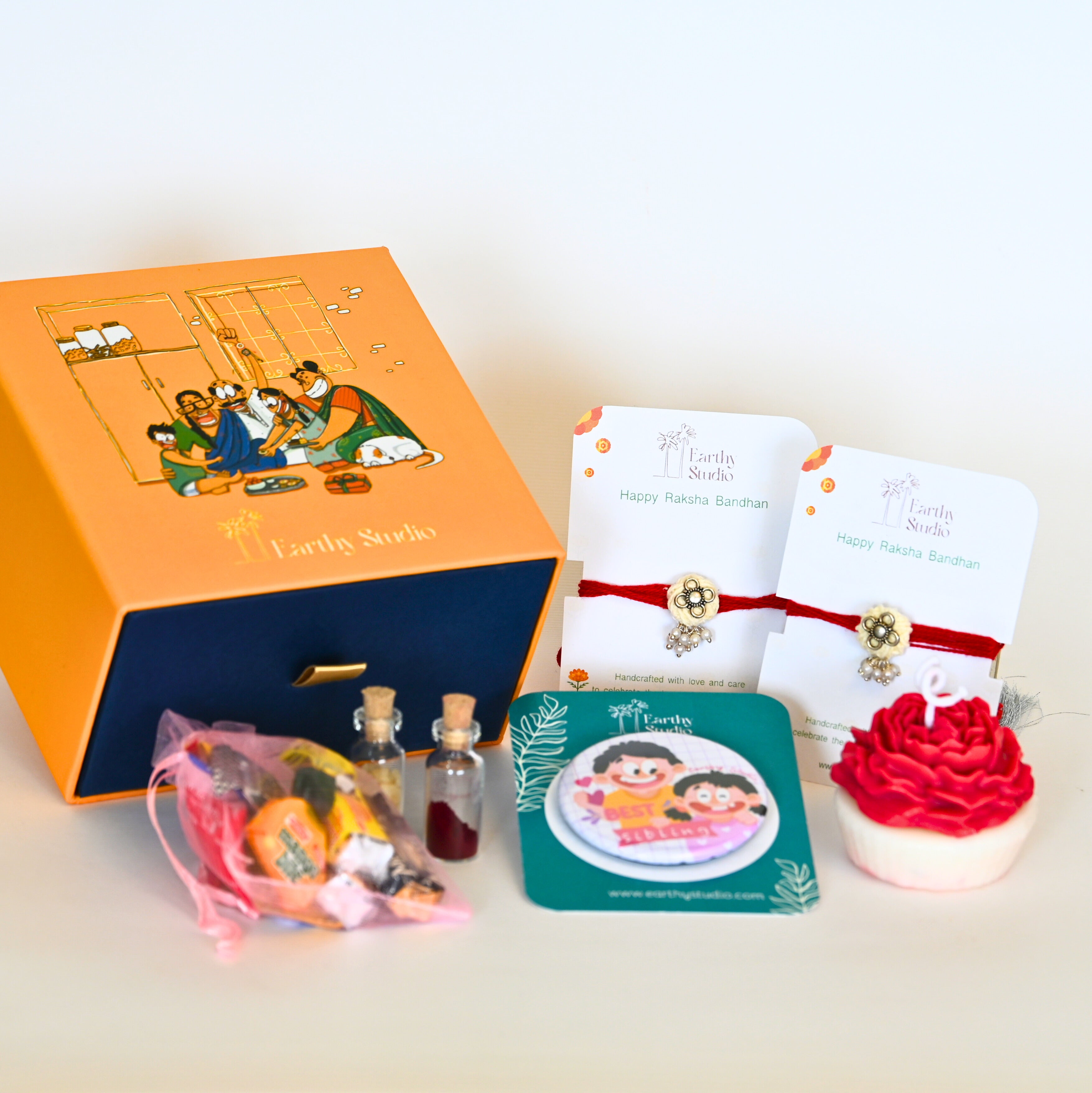 Silver Bead Rakhi Premium Gift Box