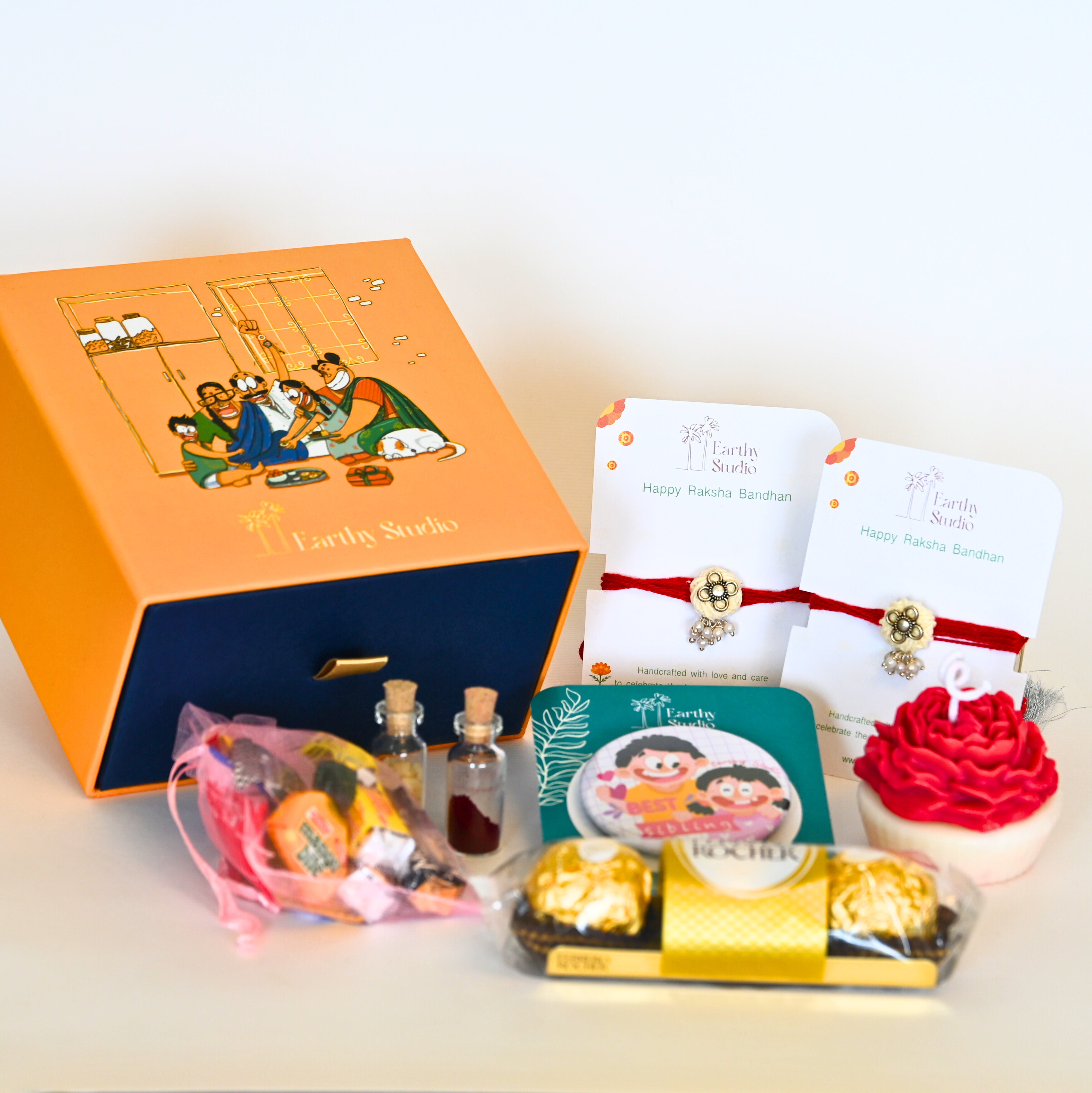 Silver Bead Rakhi Premium Gift Box