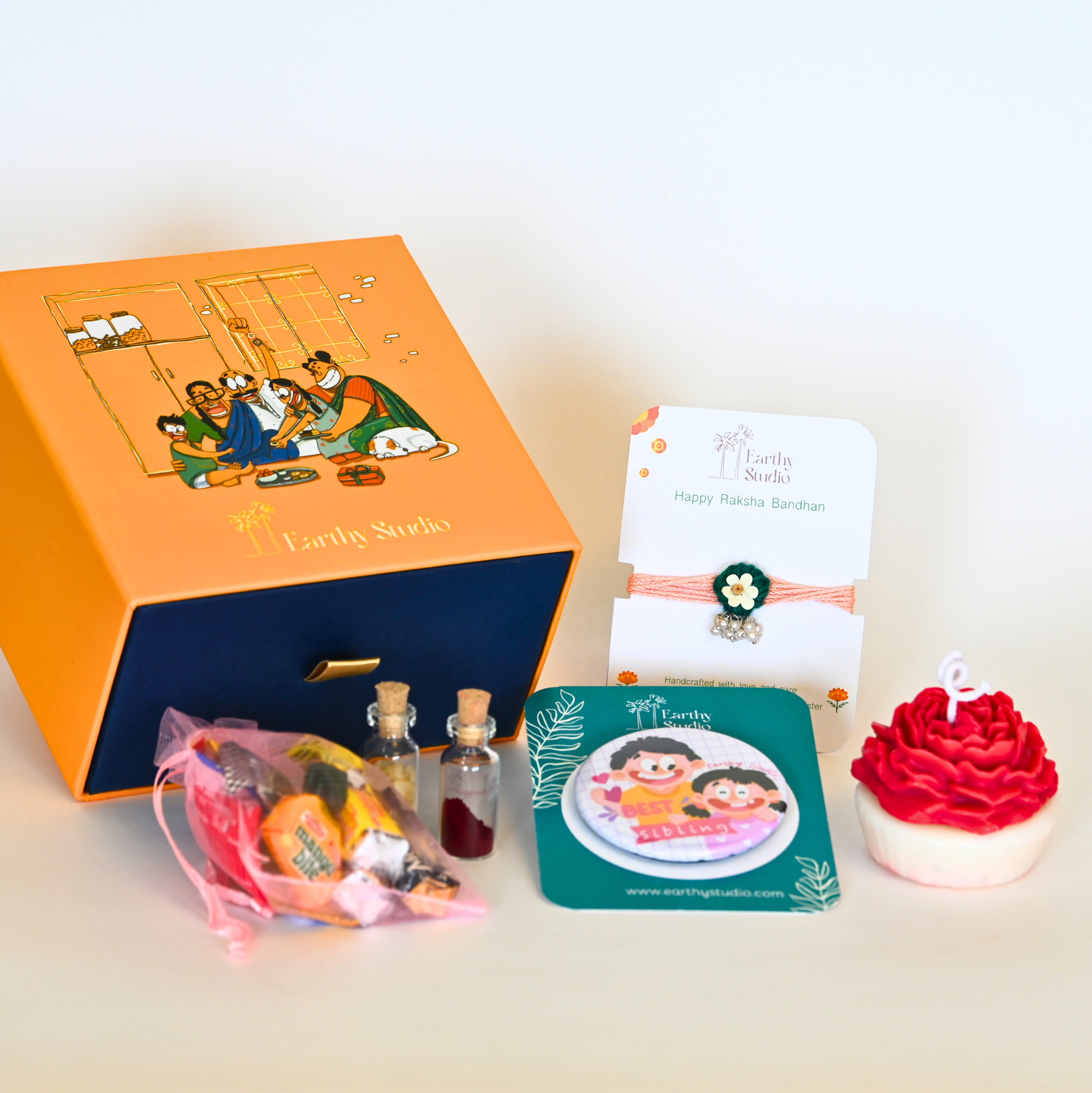 Flower Bead Rakhi Premium Gift Box