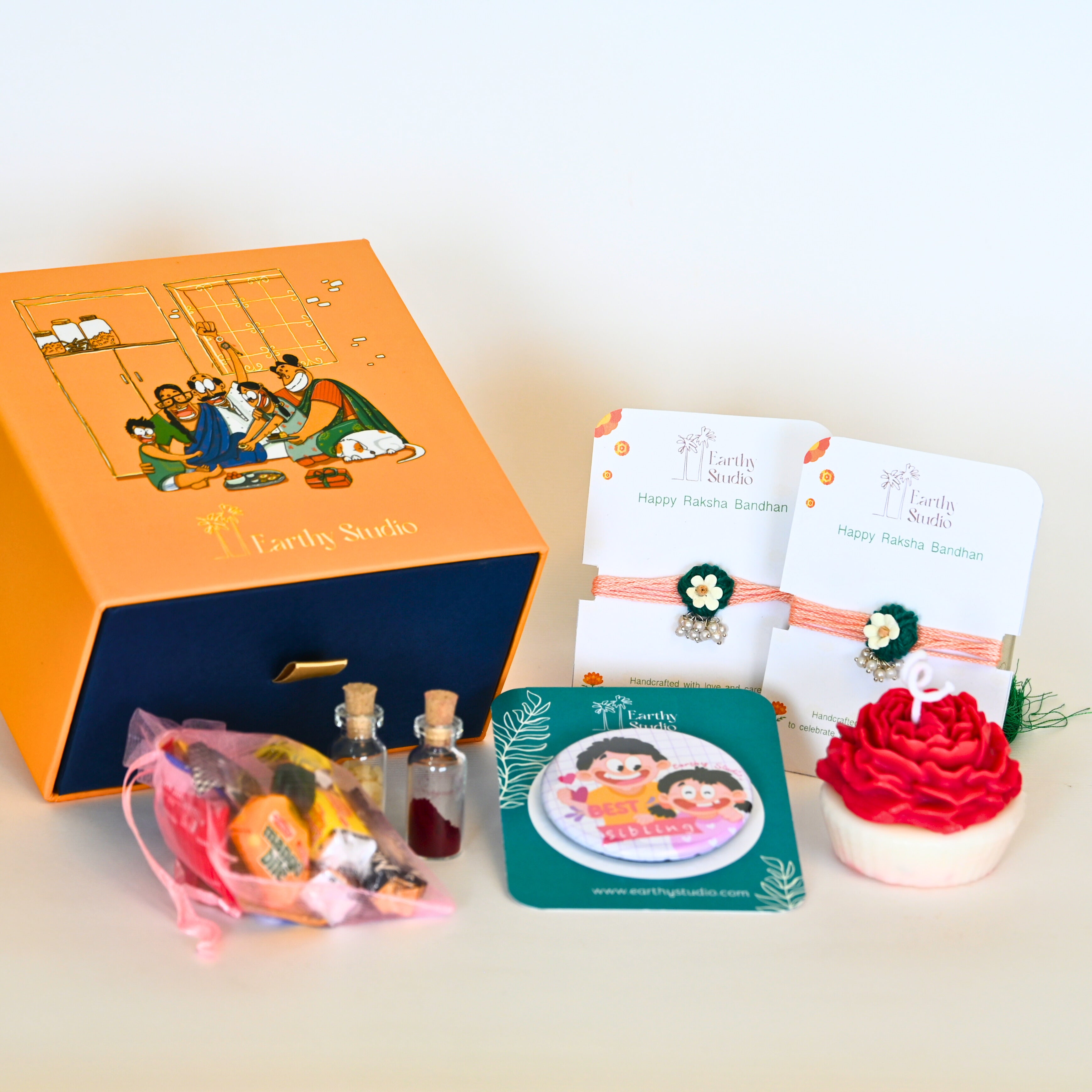 Flower Bead Rakhi Premium Gift Box