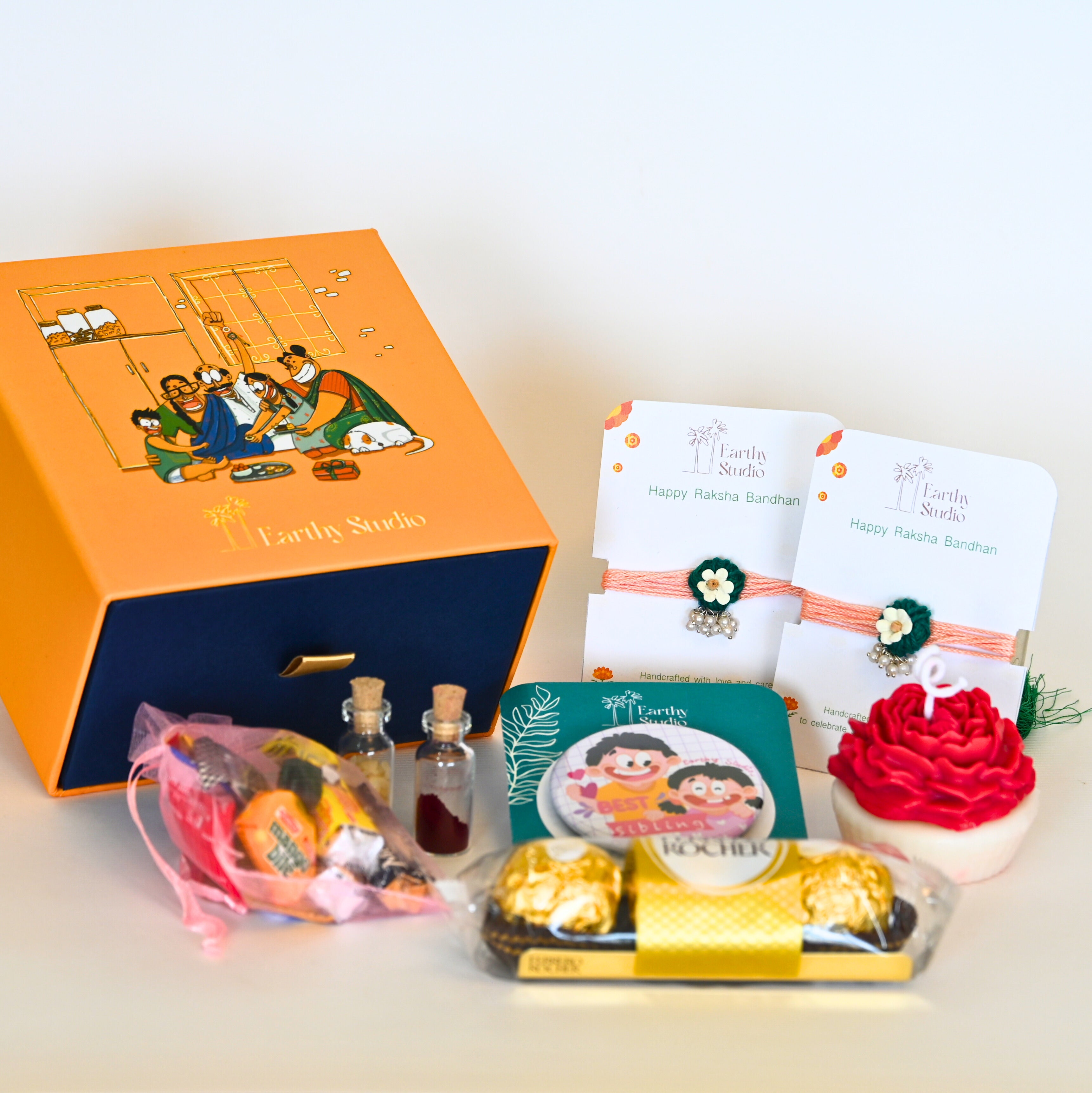 Flower Bead Rakhi Premium Gift Box