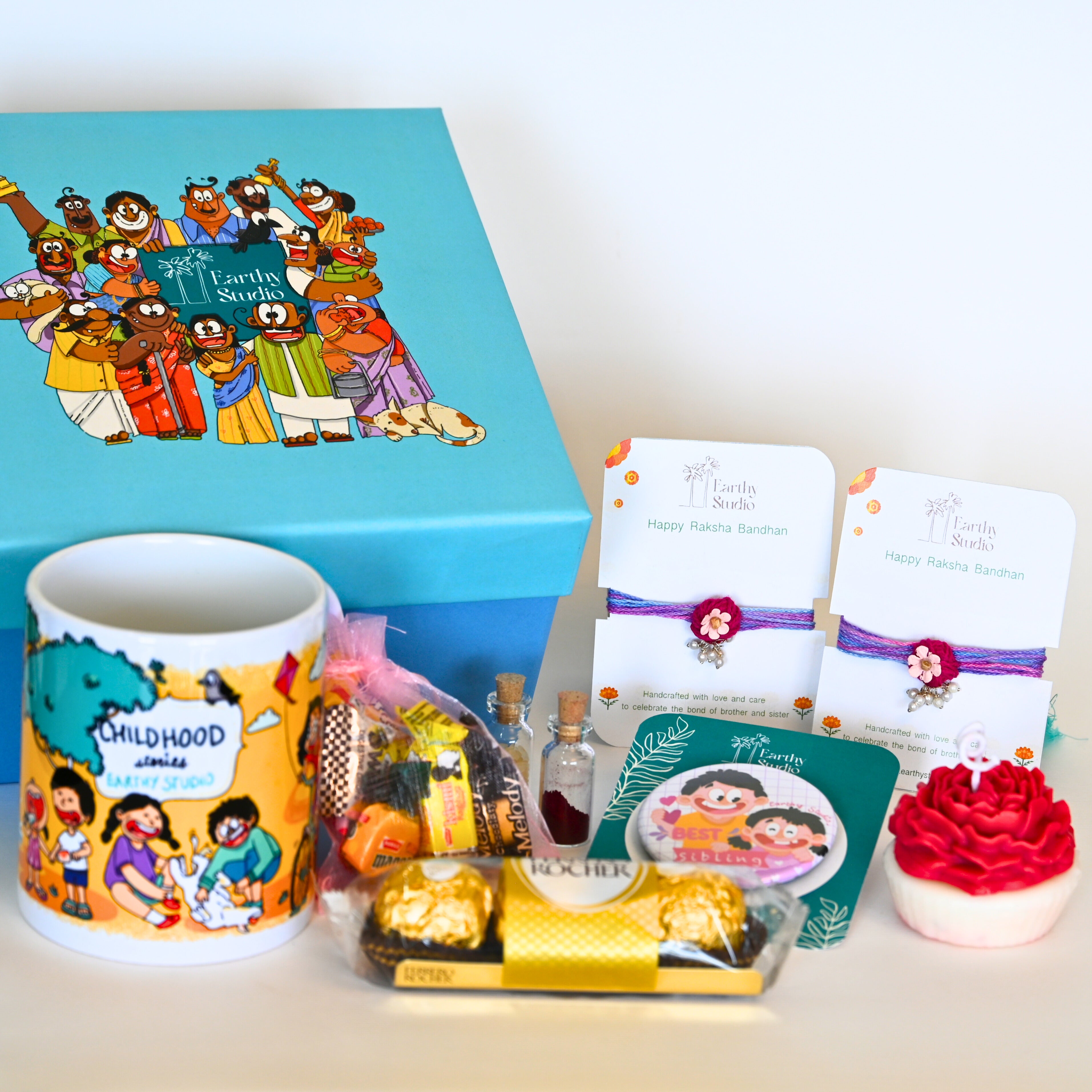 Flower Bead Rakhi Deluxe Gift Box