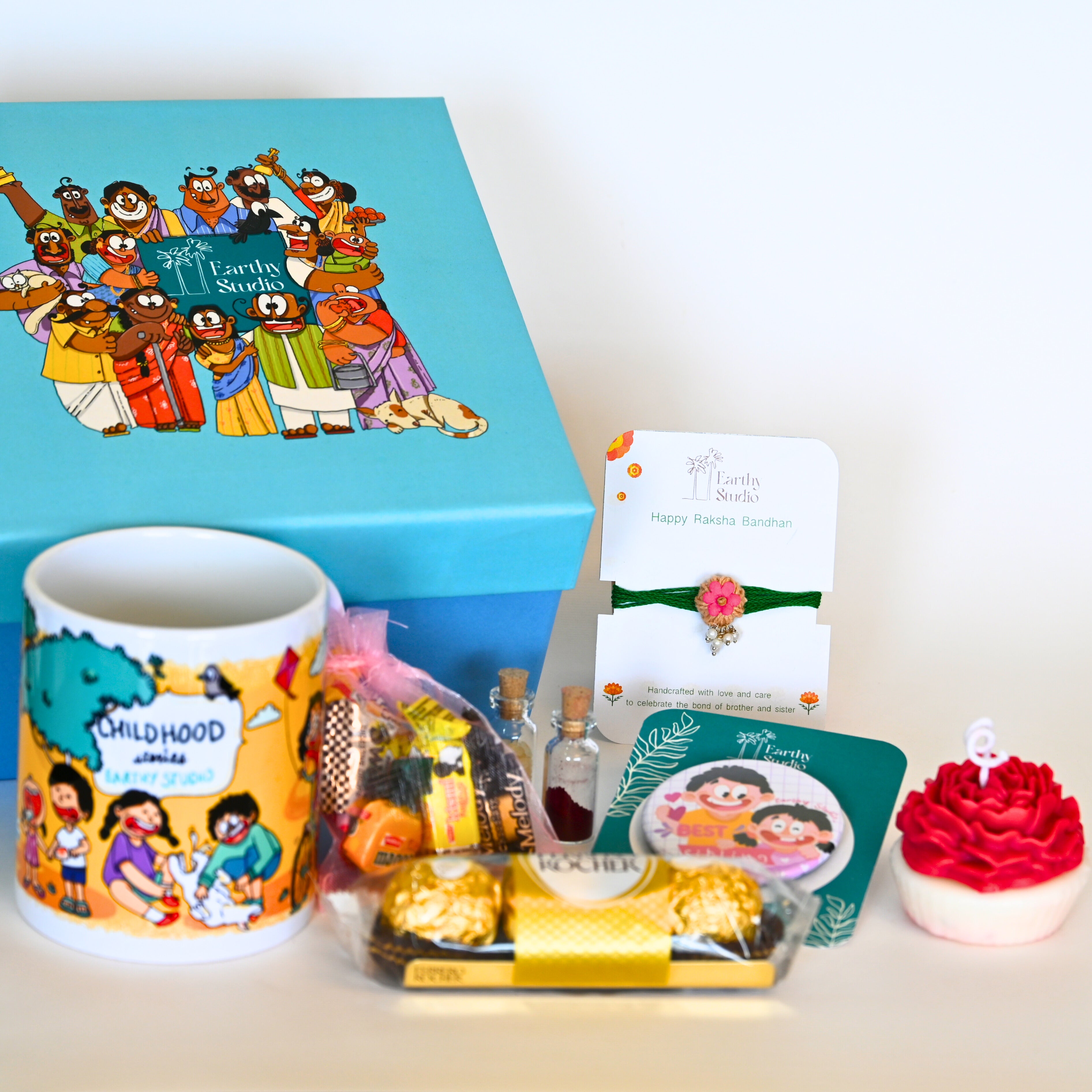 Flower Bead Rakhi Deluxe Gift Box
