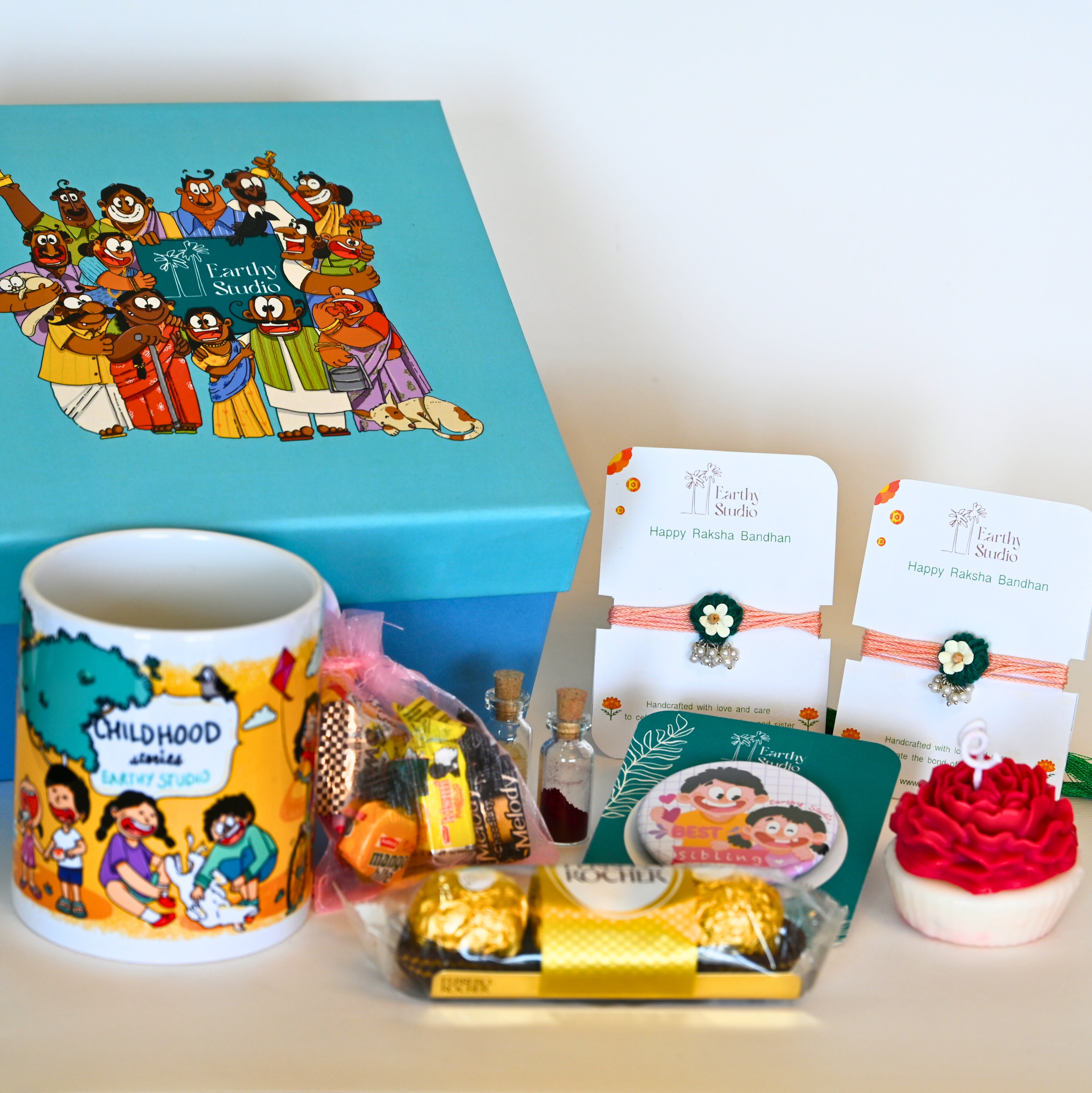 Flower Bead Rakhi Deluxe Gift Box