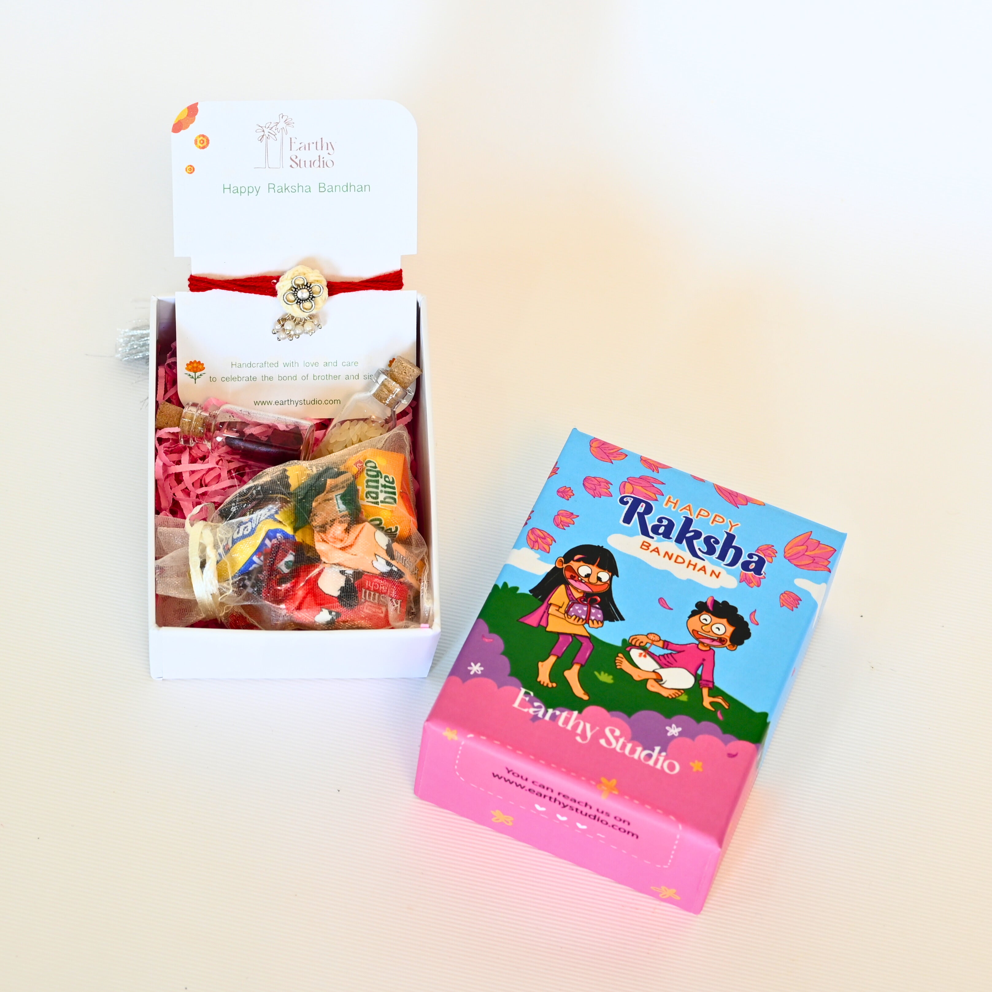 Silver Bead Rakhi Mini Gift Box