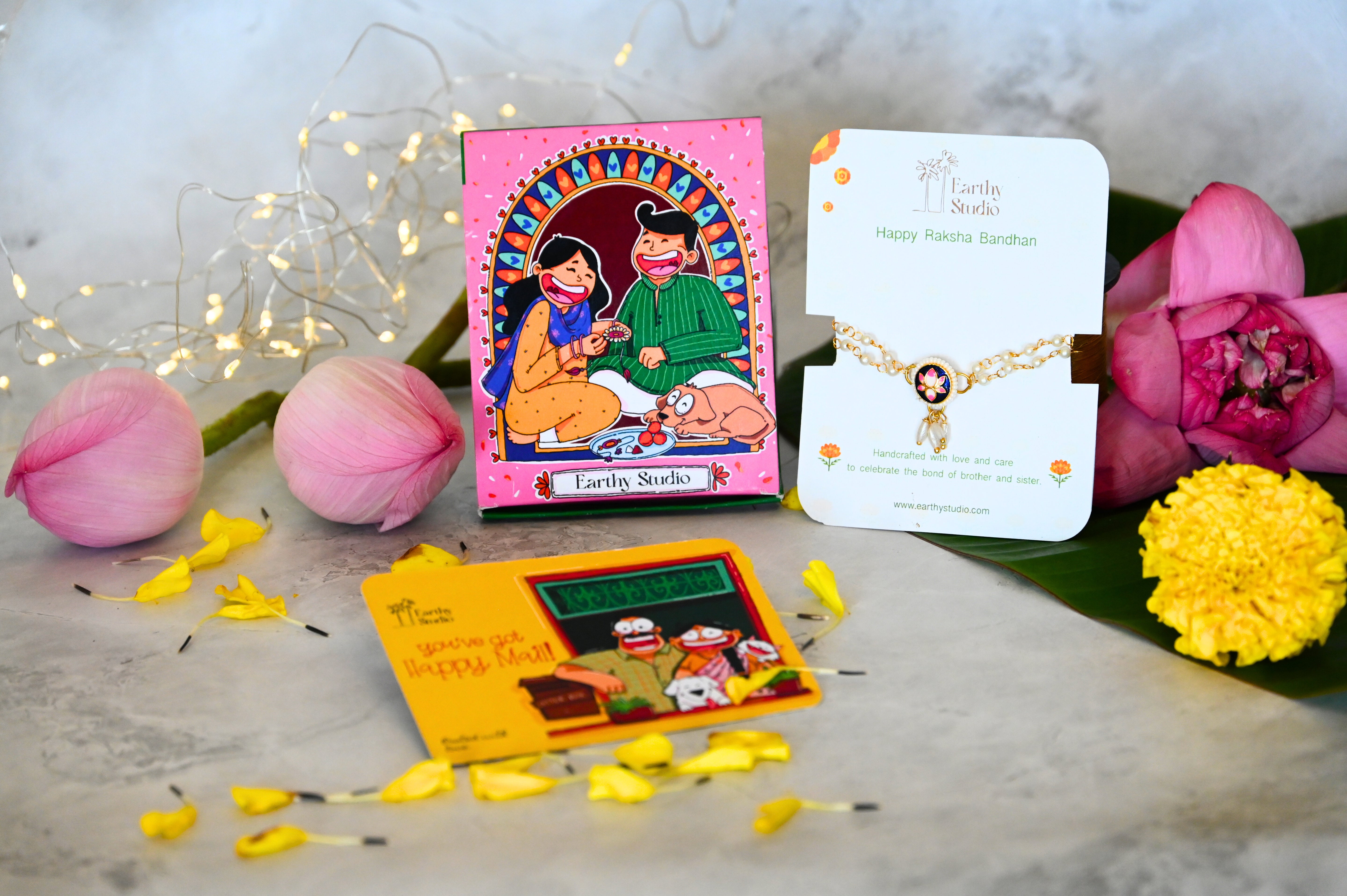 Minakari Lotus Rakhi For Bhabhi
