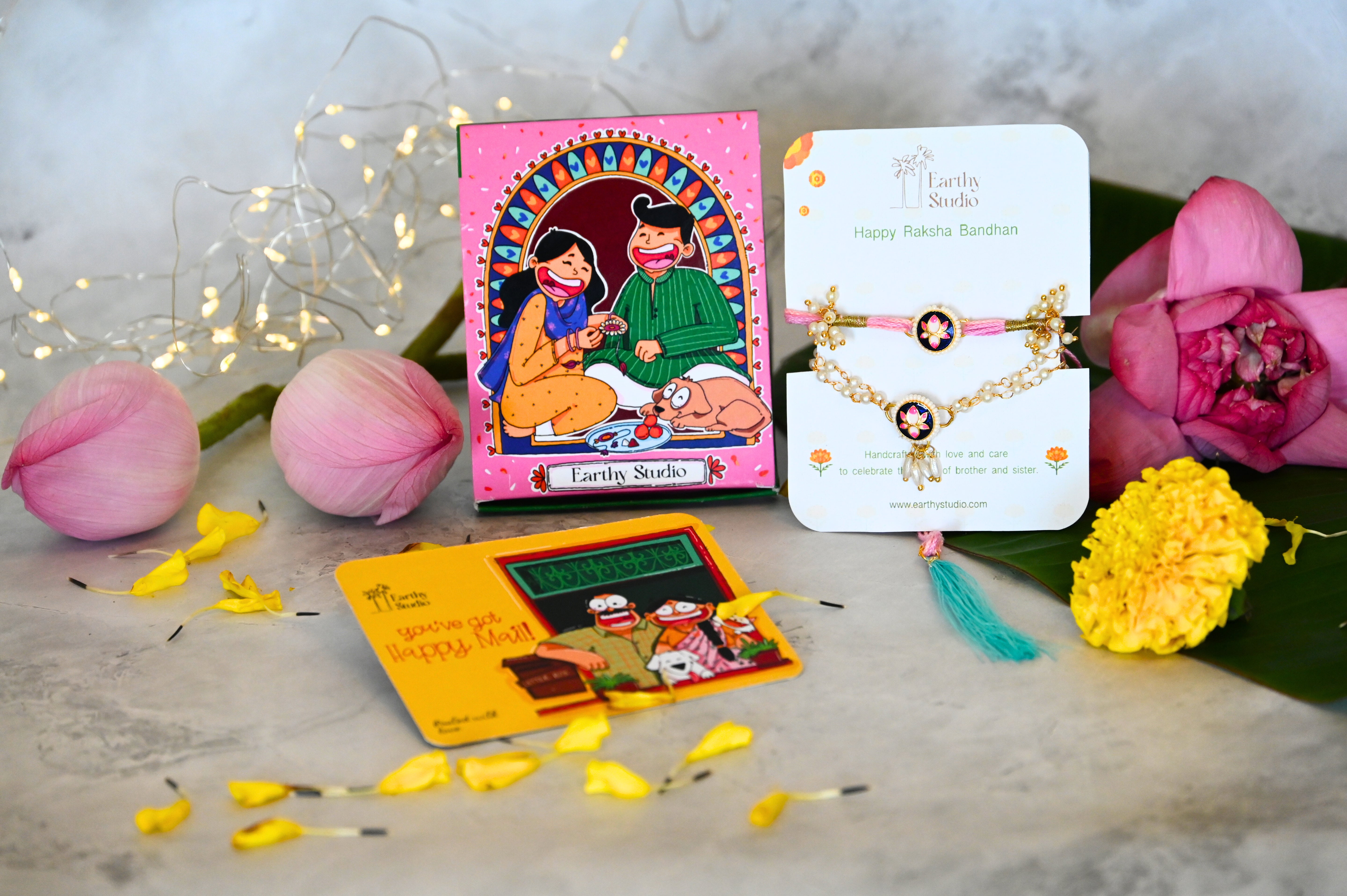 Minakari Lotus Bhaiya Bhabhi Rakhi Hamper