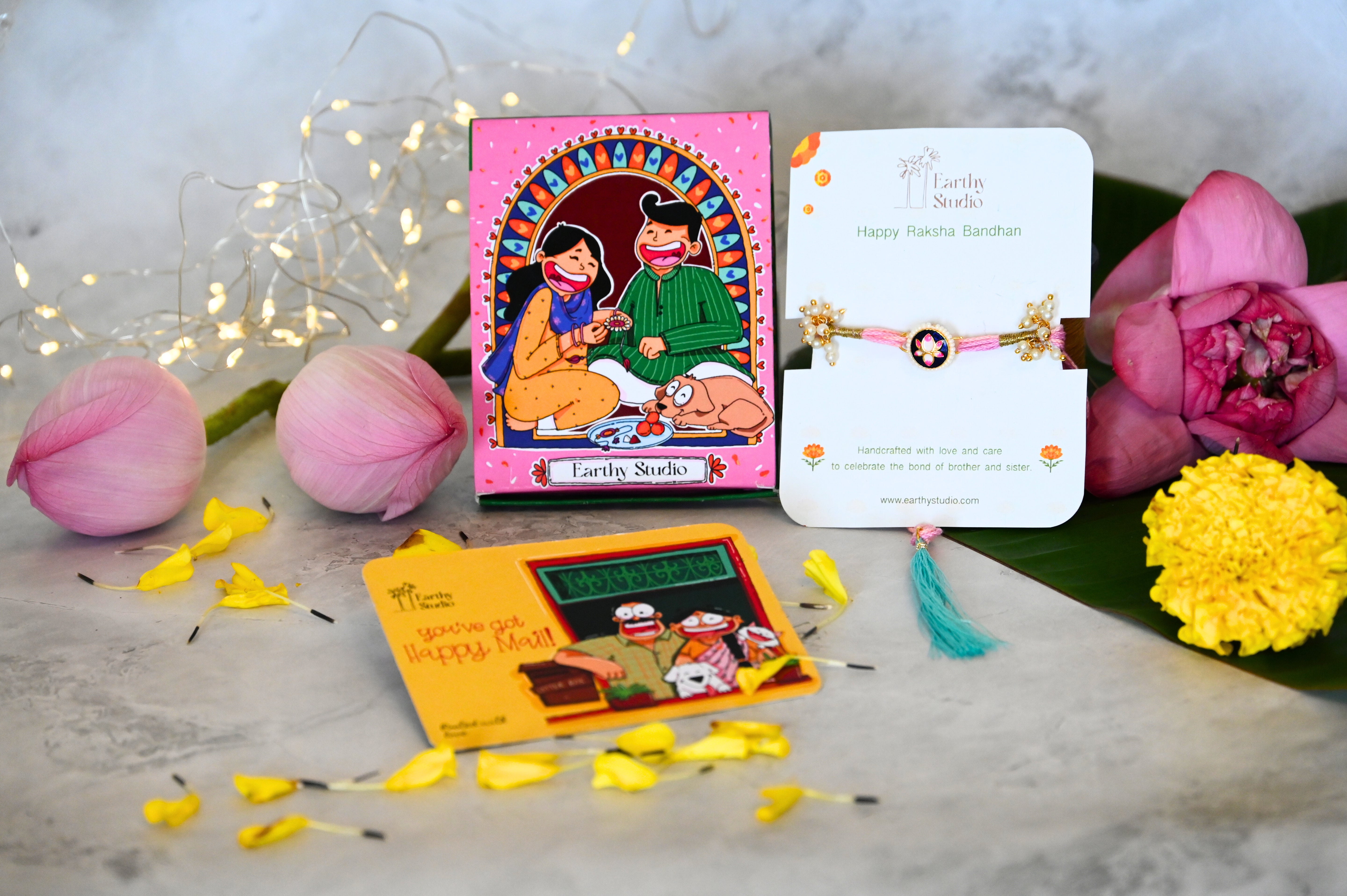 Minakari Lotus Rakhi For Bhaiya